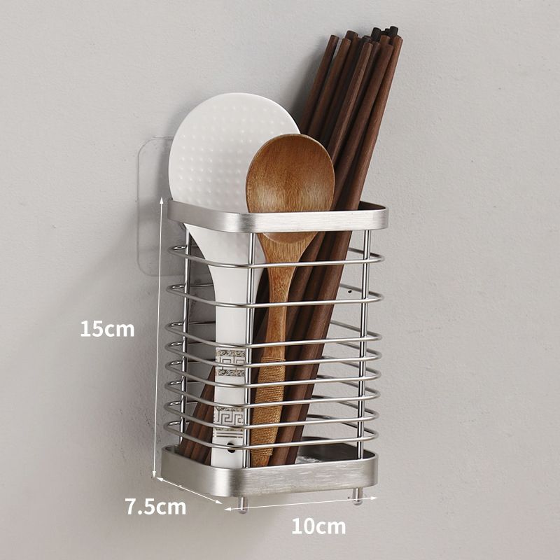 Utensil Holder Drying Rack Stainless Steel Draining Basket Wall Mount No view 6