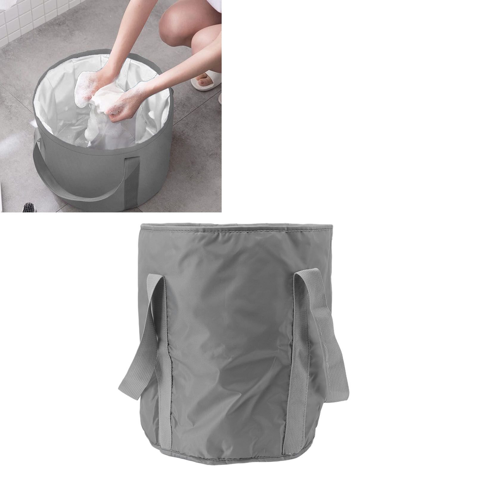 Foldable Foot Tub Polyester Double Layer Collapsible Camping Bucket with view 11