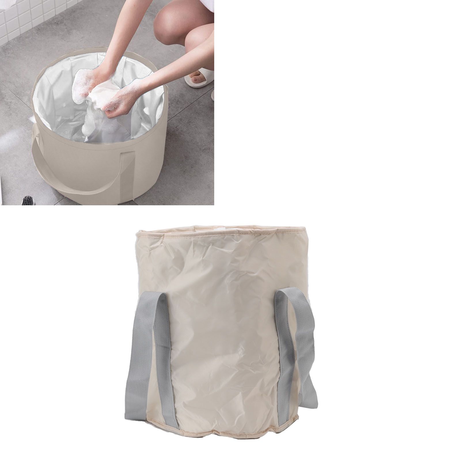 Foldable Foot Tub Polyester Double Layer Collapsible Camping Bucket with view 11