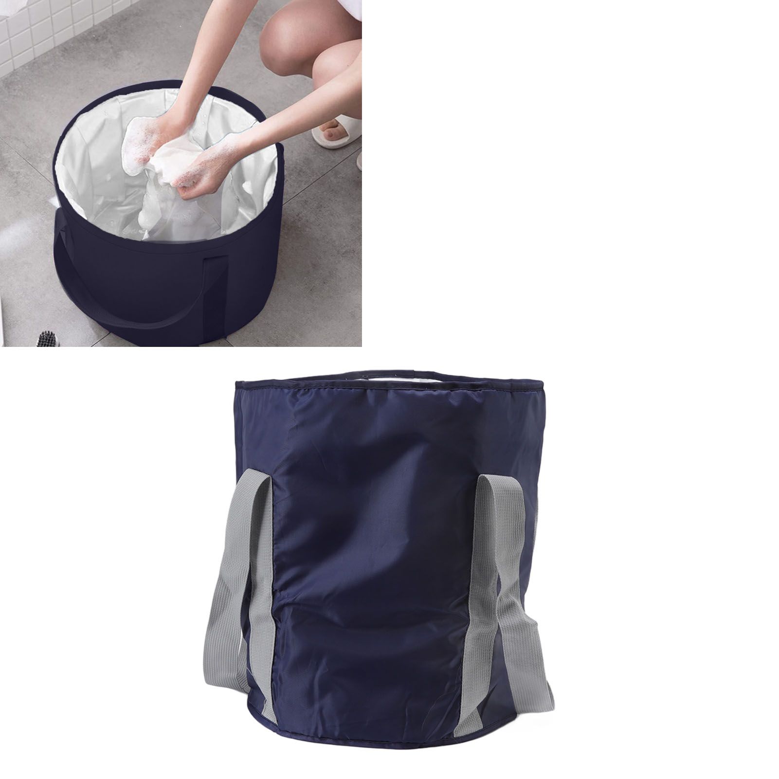 Foldable Foot Tub Polyester Double Layer Collapsible Camping Bucket with view 11