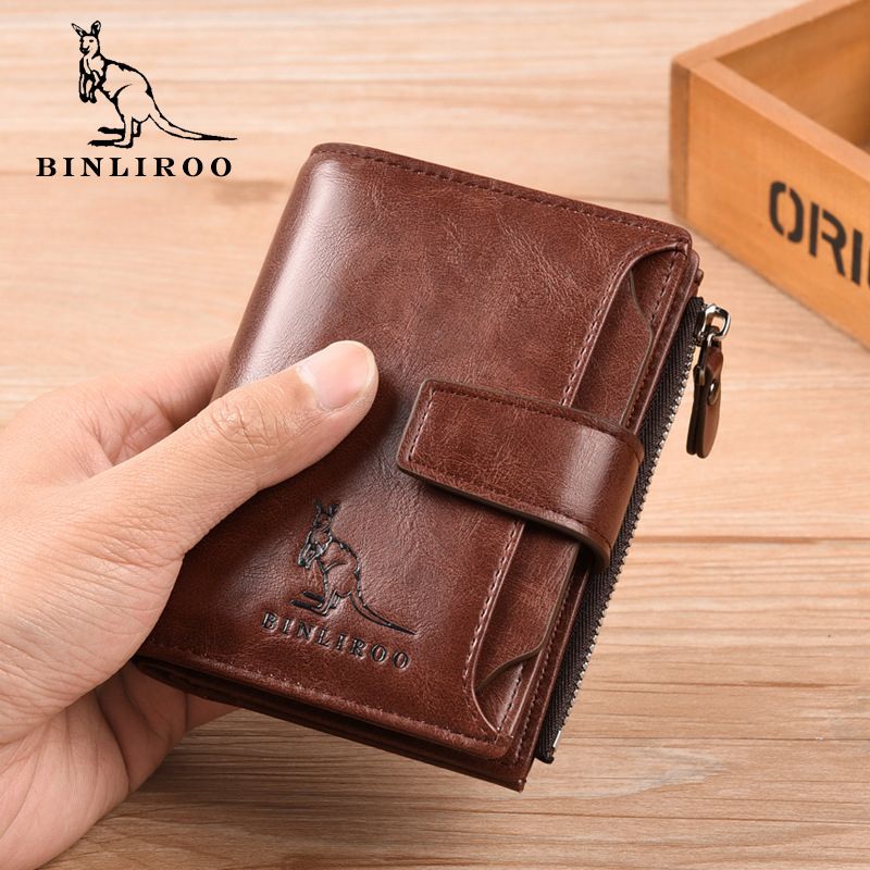PU Leather Men Wallet Zipper No Degaussing Multi Screens Vertical Vintage Male view 5