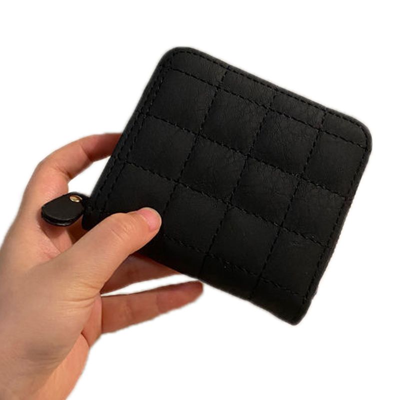Wallet PU Leather Large Capacity 2 Fold 8 Card Slot Zipper Design for Keys