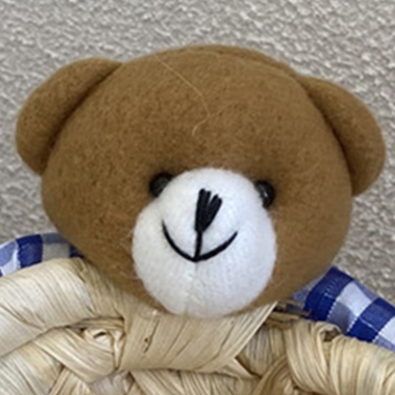 Cute Cartoon Bear Storage Basket Straw Storage Basket for Desktop Office Bedroom S view 3
