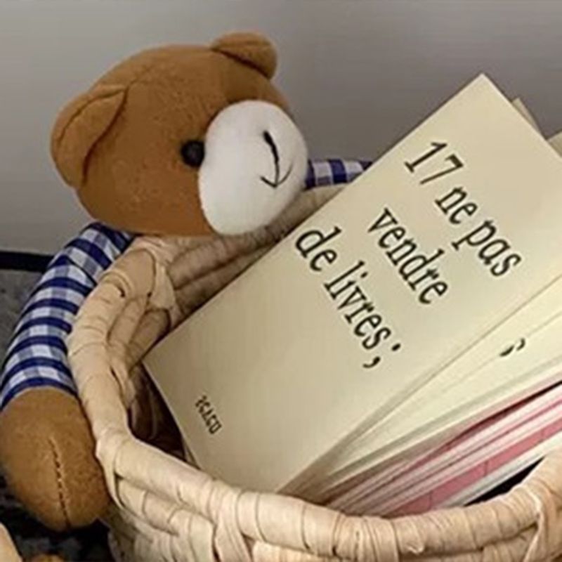 Cute Cartoon Bear Storage Basket Straw Storage Basket for Desktop Office Bedroom L view 2