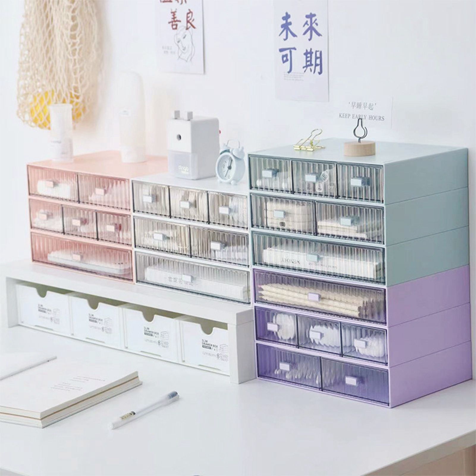 Desktop Drawer Organizer Waterproof Dustproof Plastic DIY Combination Multi view 3