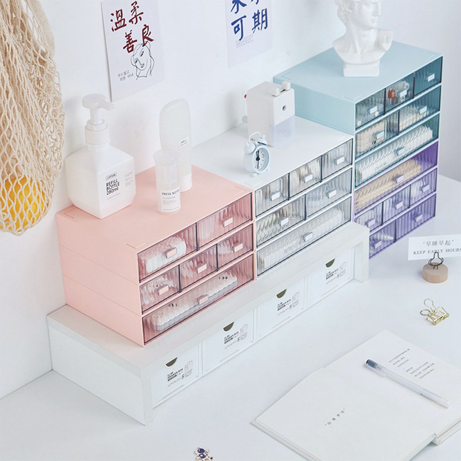 Desktop Drawer Organizer Waterproof Dustproof Plastic DIY Combination Multi view 5