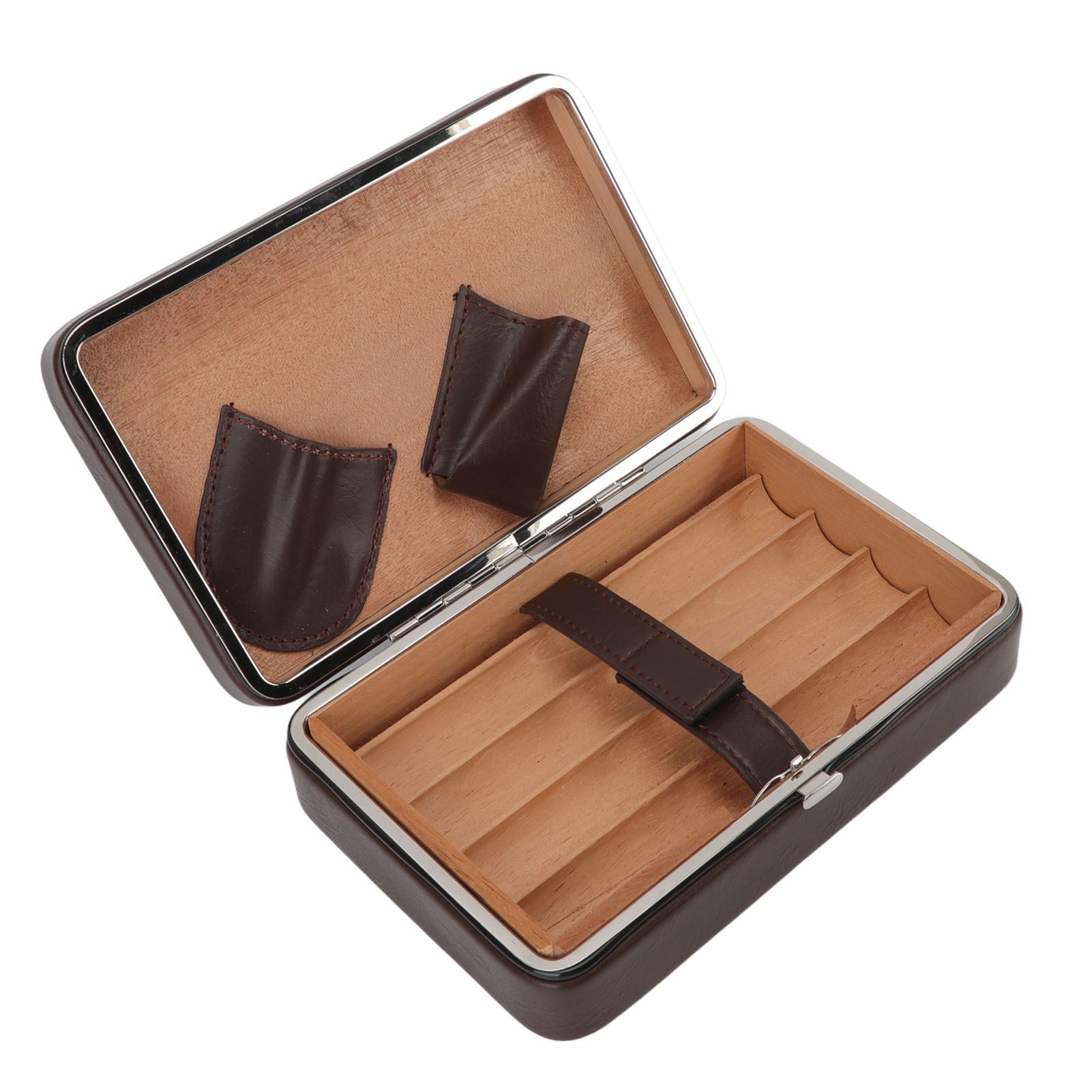 Cigar Holder Case Portable Travel Leather Cigar Humidor Case with Cedarwood view 2