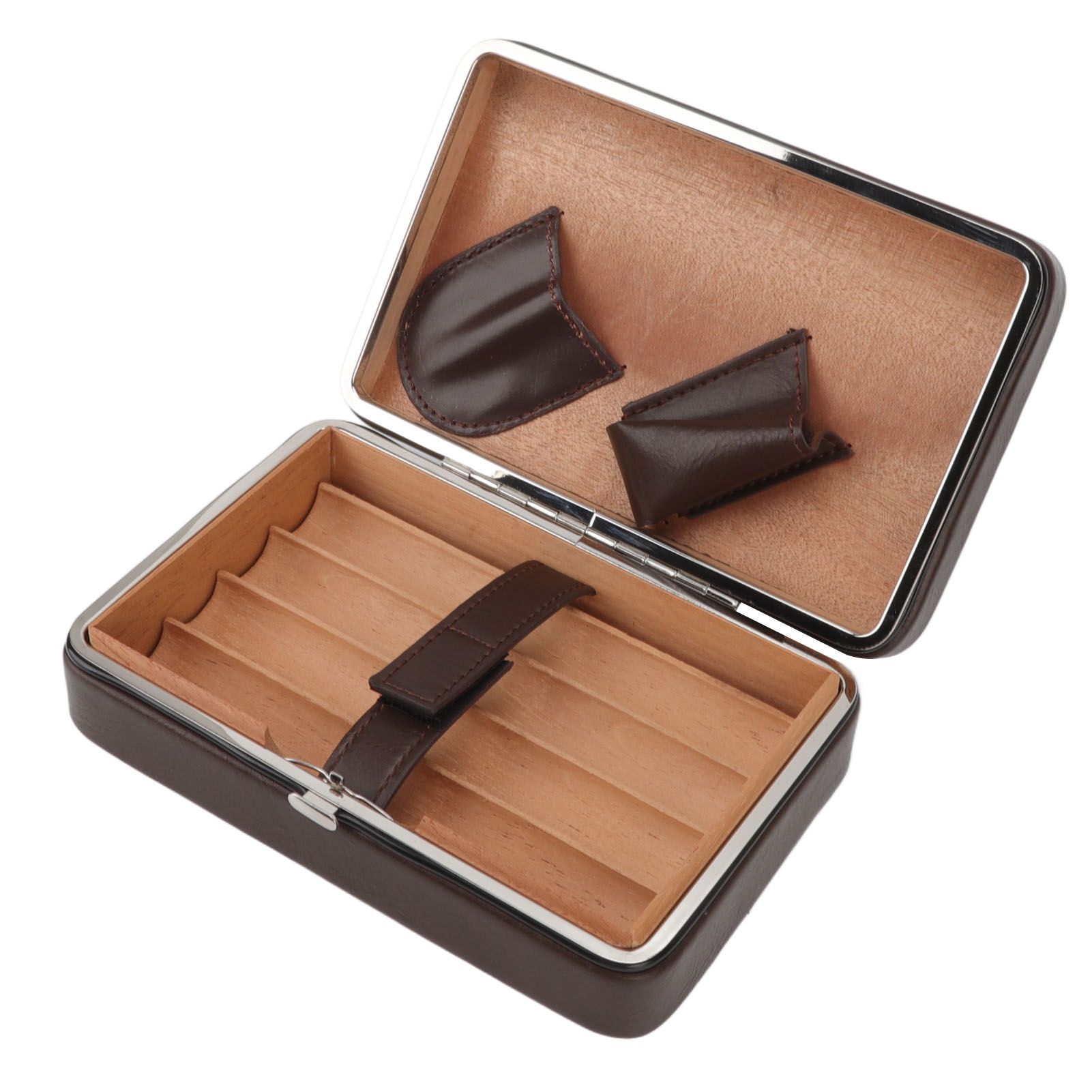 Cigar Holder Case Portable Travel Leather Cigar Humidor Case with Cedarwood view 3