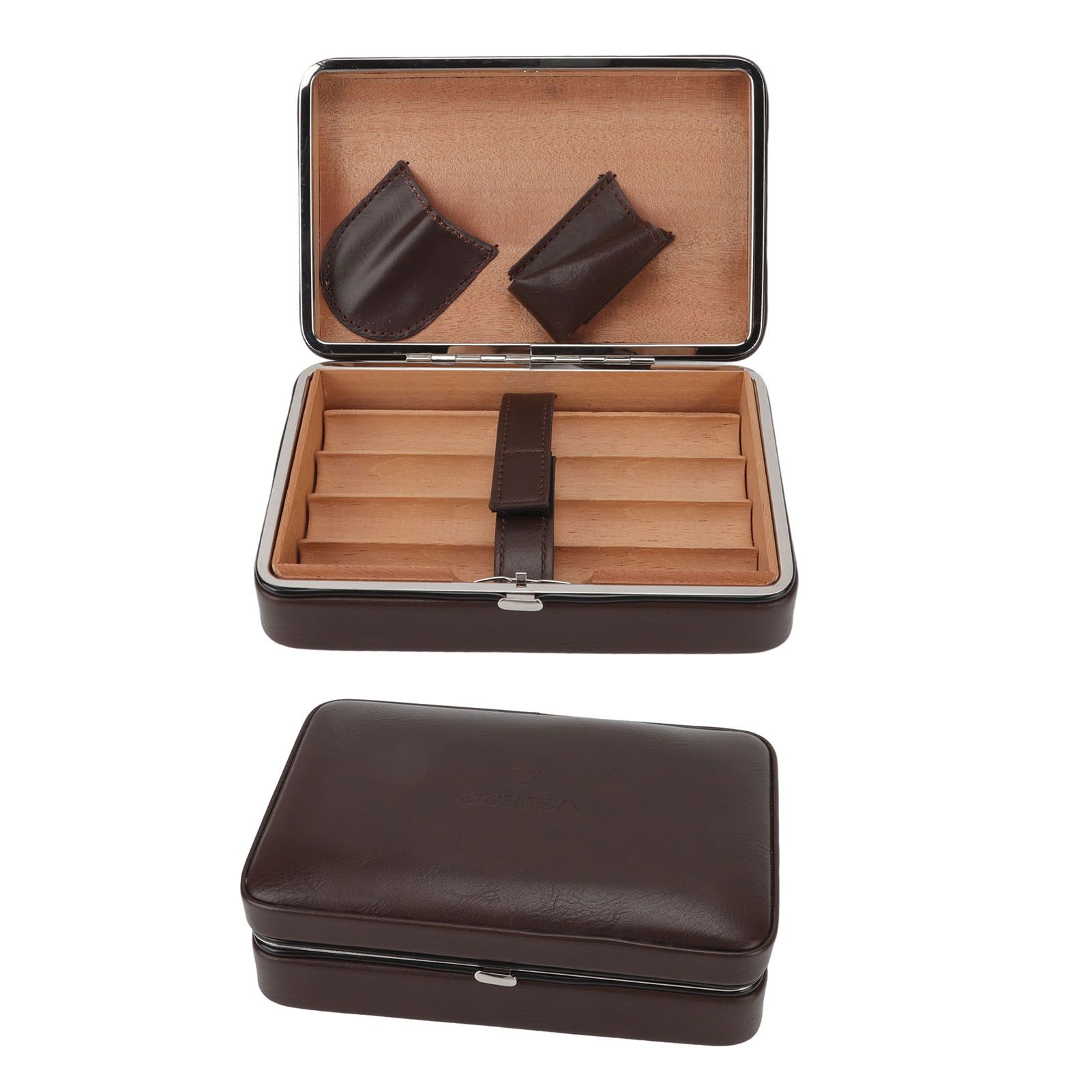 Cigar Holder Case Portable Travel Leather Cigar Humidor Case with Cedarwood view 4