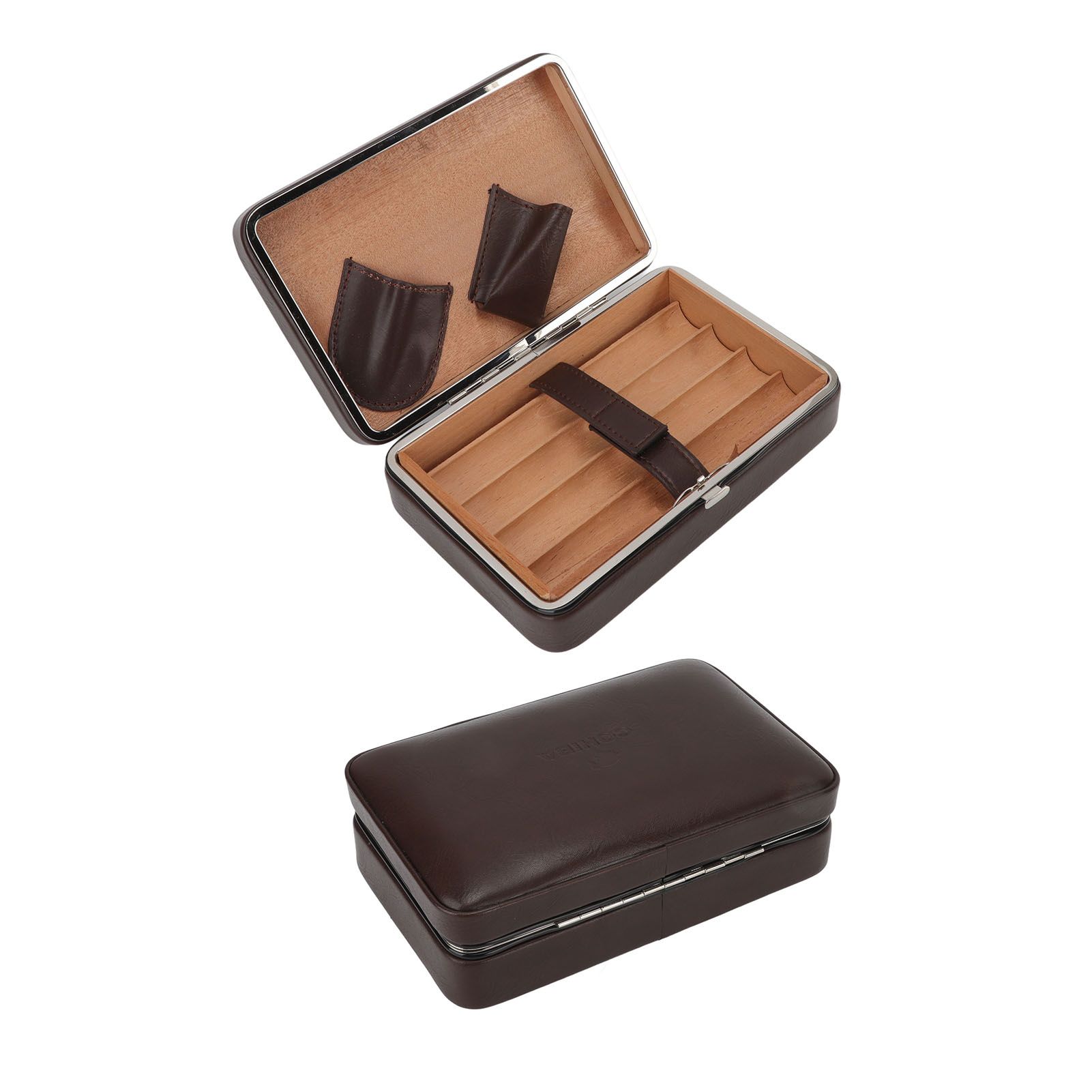Cigar Holder Case Portable Travel Leather Cigar Humidor Case with Cedarwood view 7