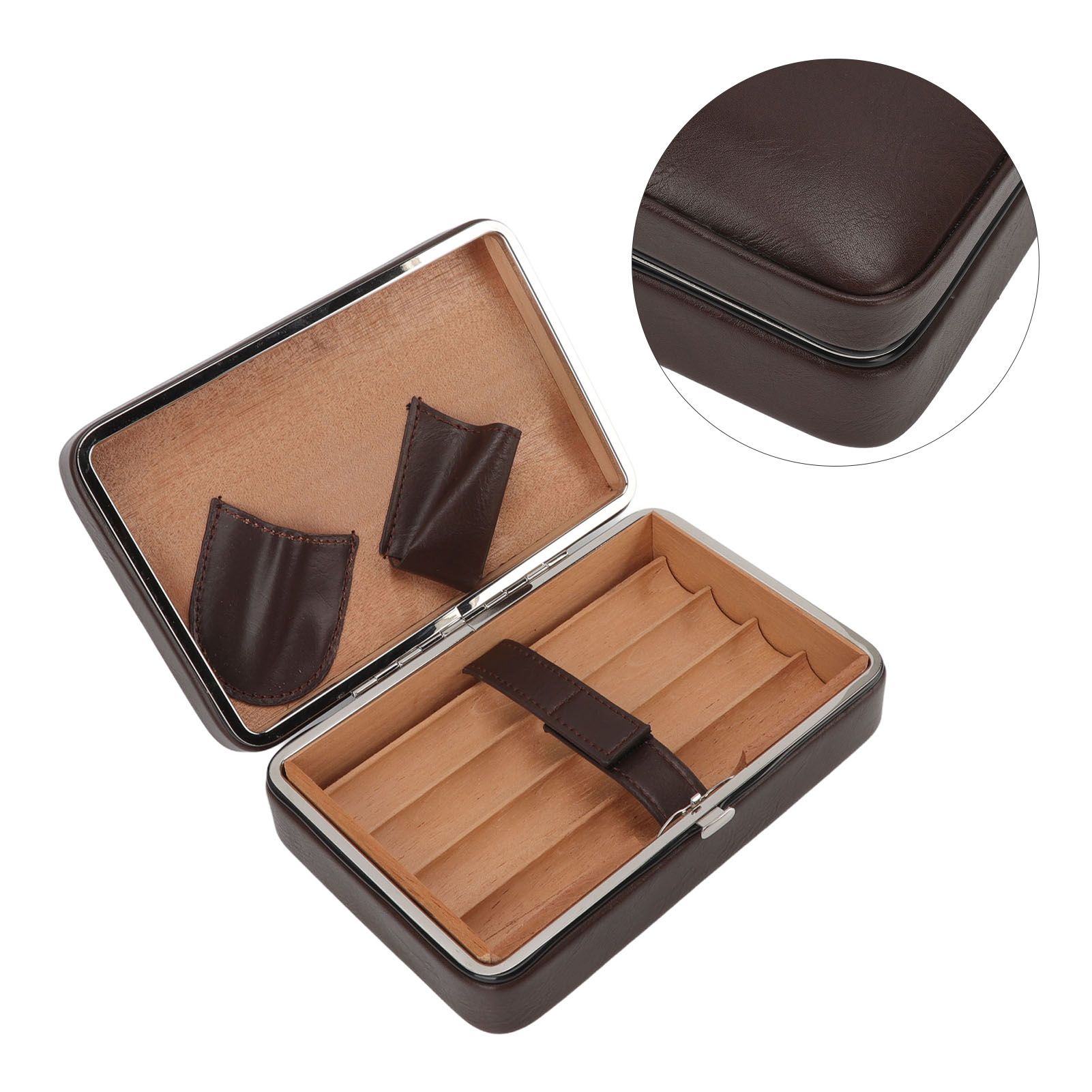 Cigar Holder Case Portable Travel Leather Cigar Humidor Case with Cedarwood view 8