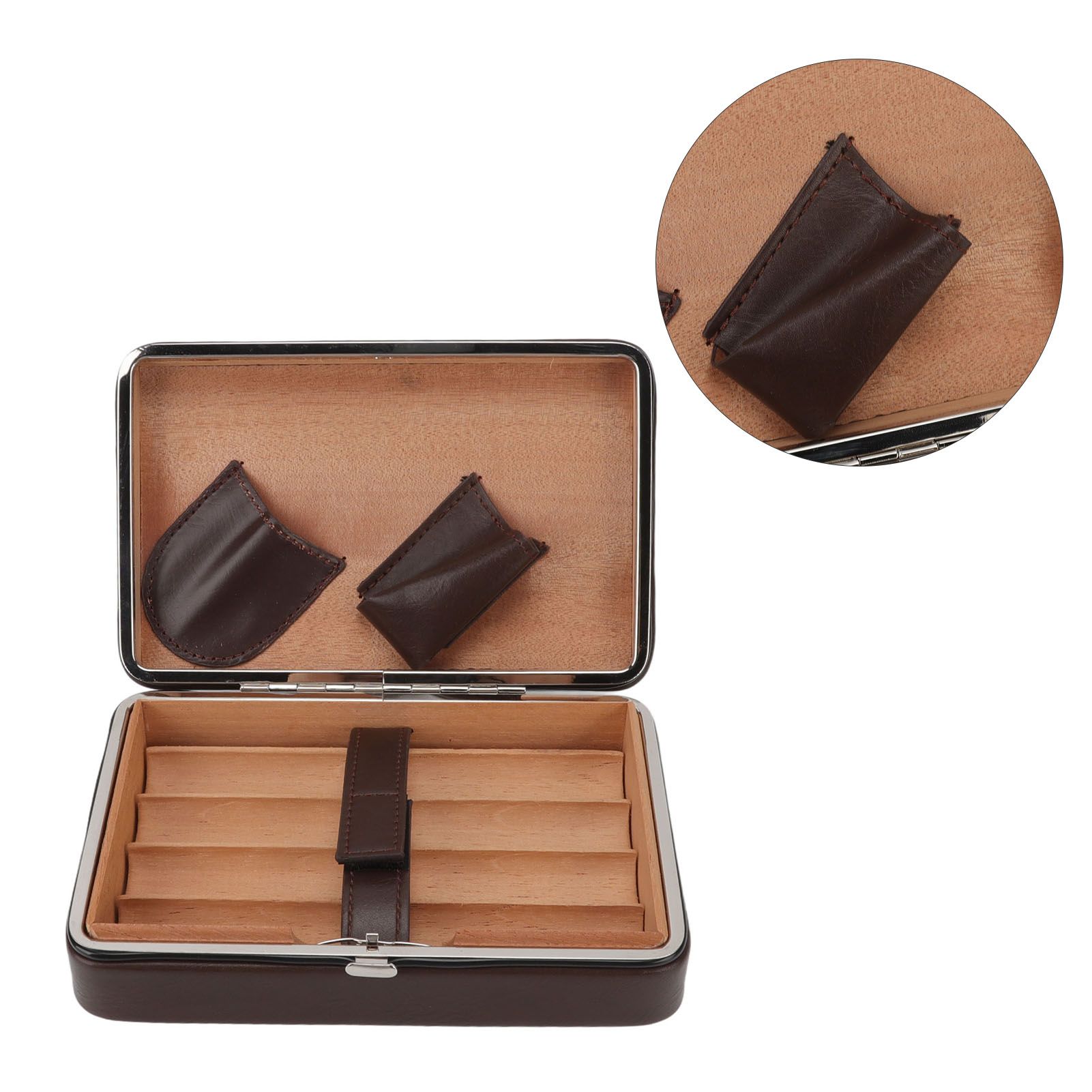 Cigar Holder Case Portable Travel Leather Cigar Humidor Case with Cedarwood view 10