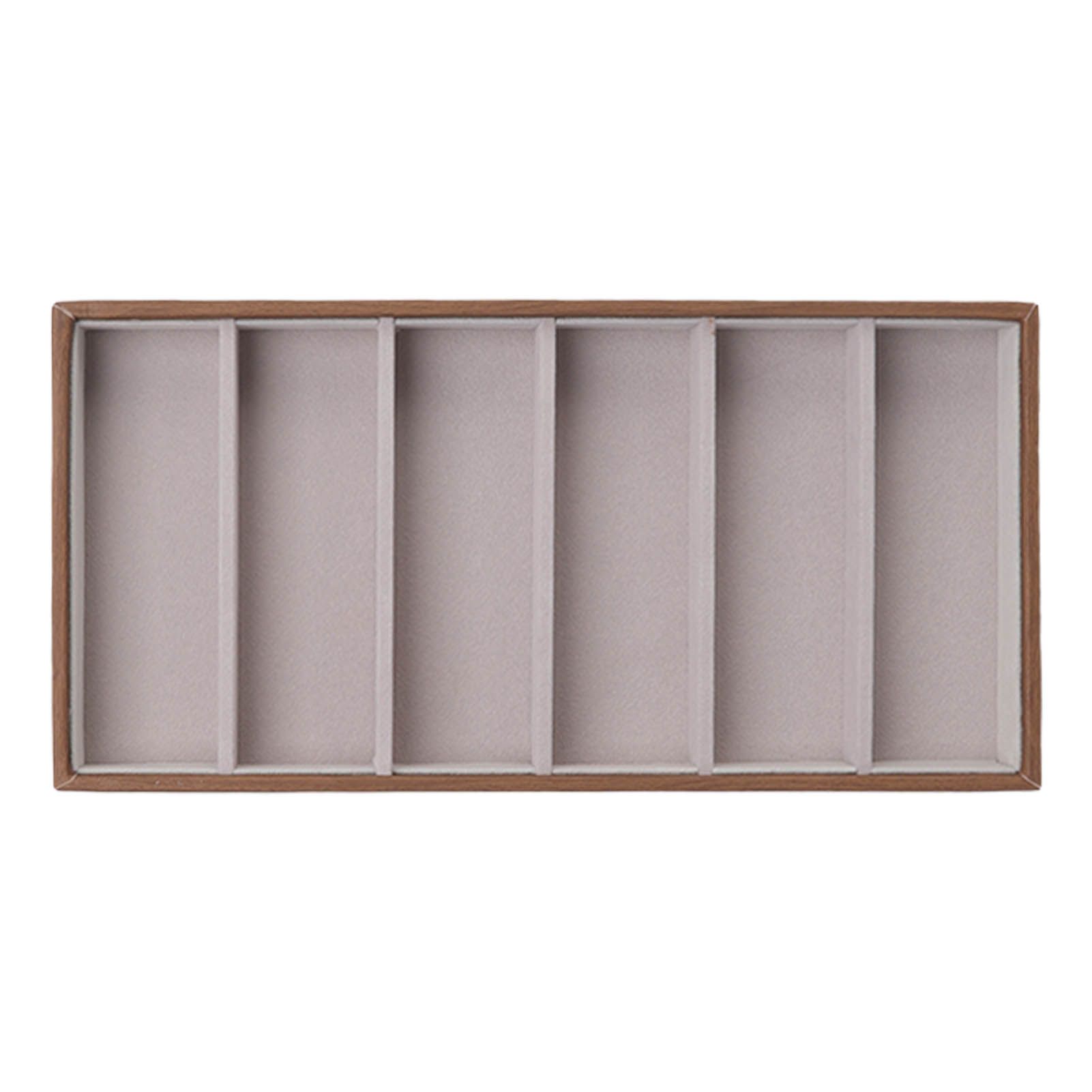 Eyeglass Display Organizer Wood Grain 6 Compartments Glasses Display Tray view 2