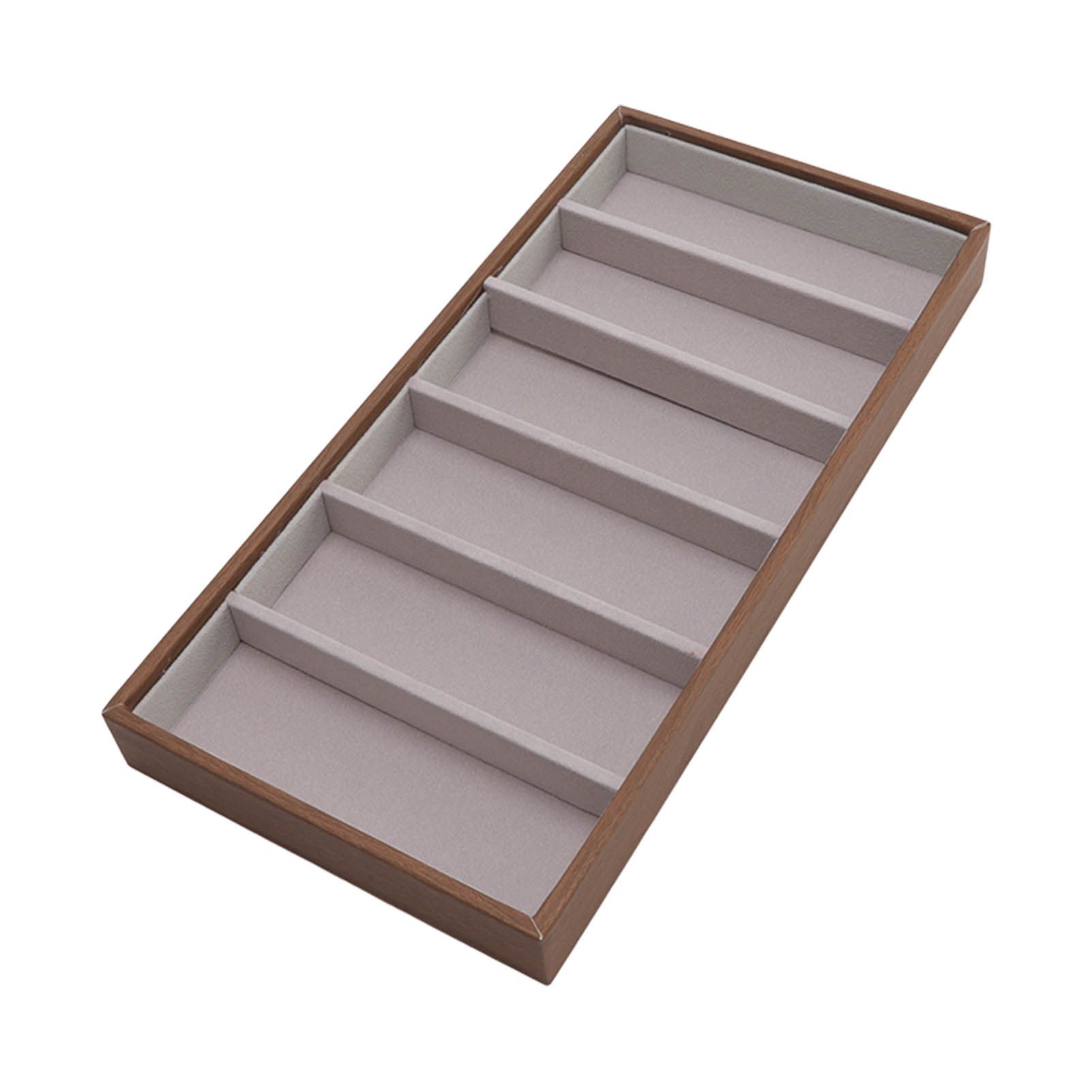Eyeglass Display Organizer Wood Grain 6 Compartments Glasses Display Tray view 7