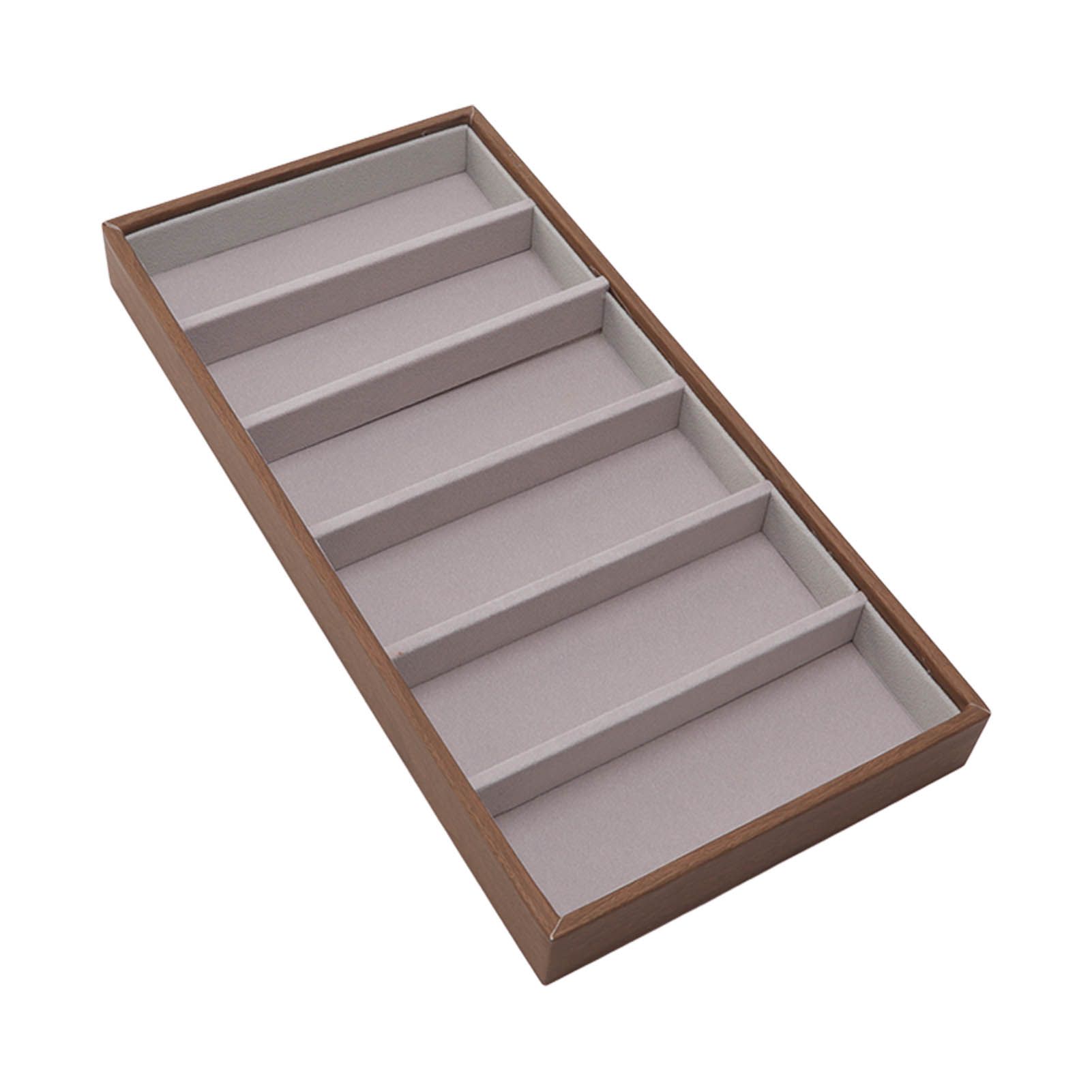 Eyeglass Display Organizer Wood Grain 6 Compartments Glasses Display Tray view 8