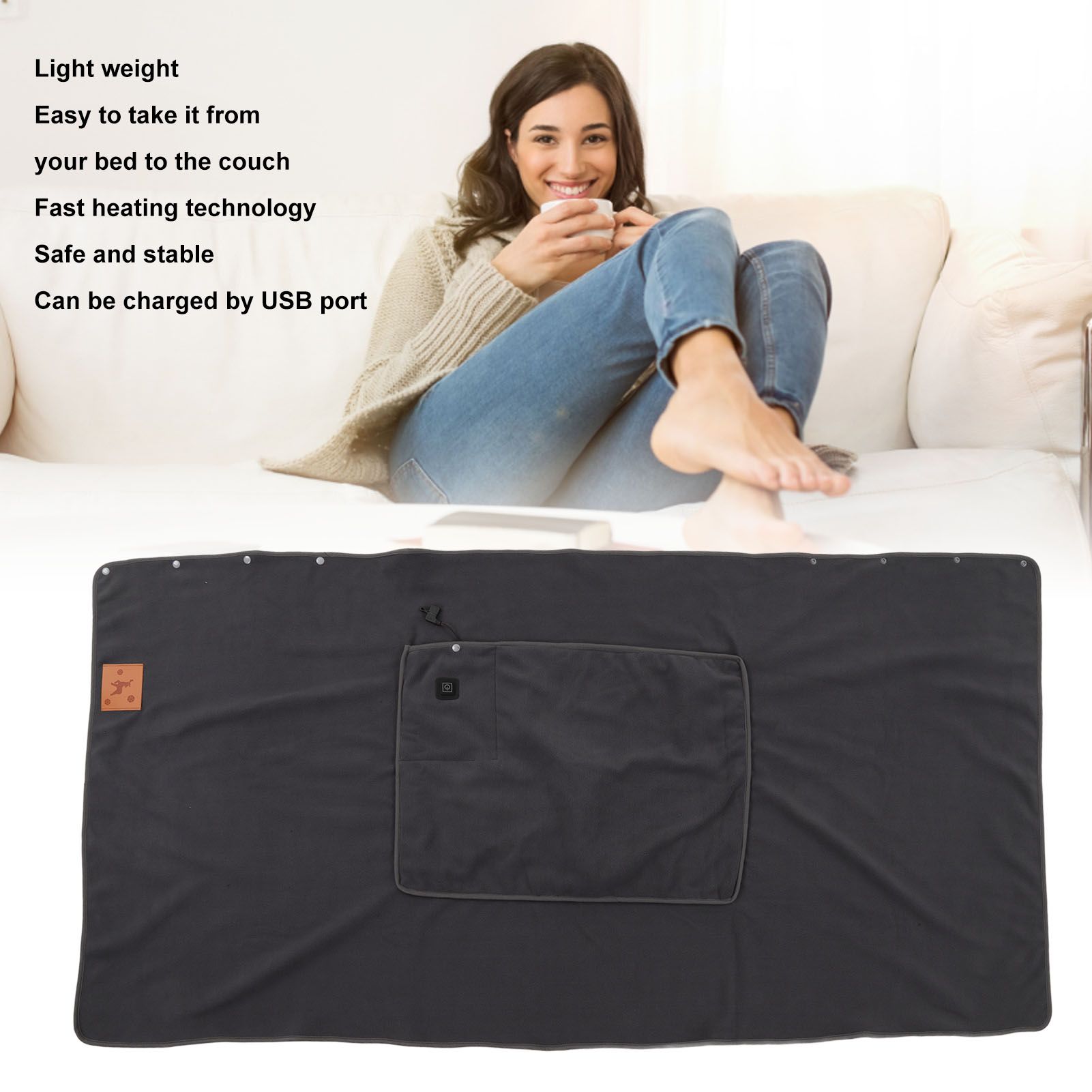 USB Warm Shawl 3 Level Temperature Adjustment Electric Throw Blanket for view 14
