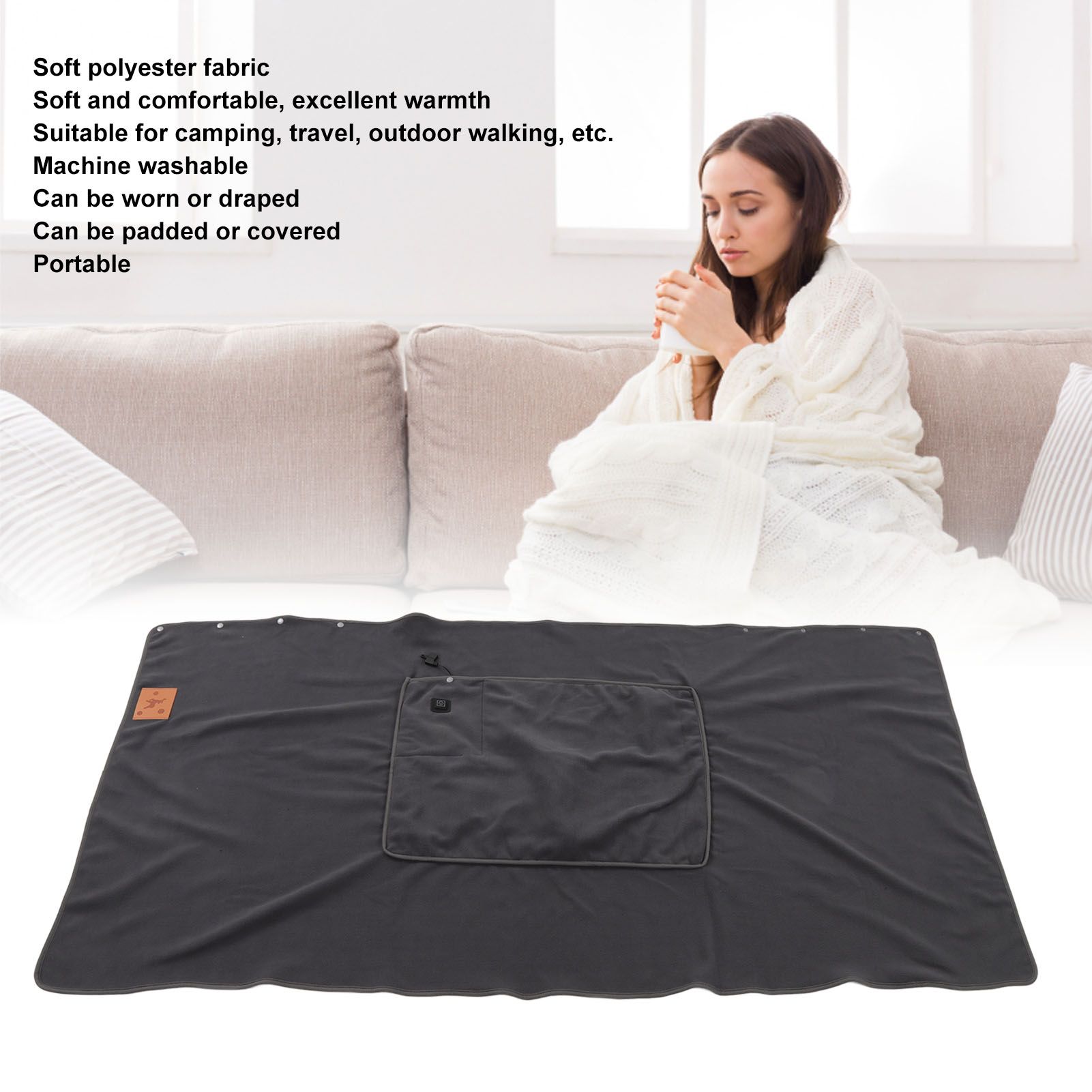 USB Warm Shawl 3 Level Temperature Adjustment Electric Throw Blanket for view 15