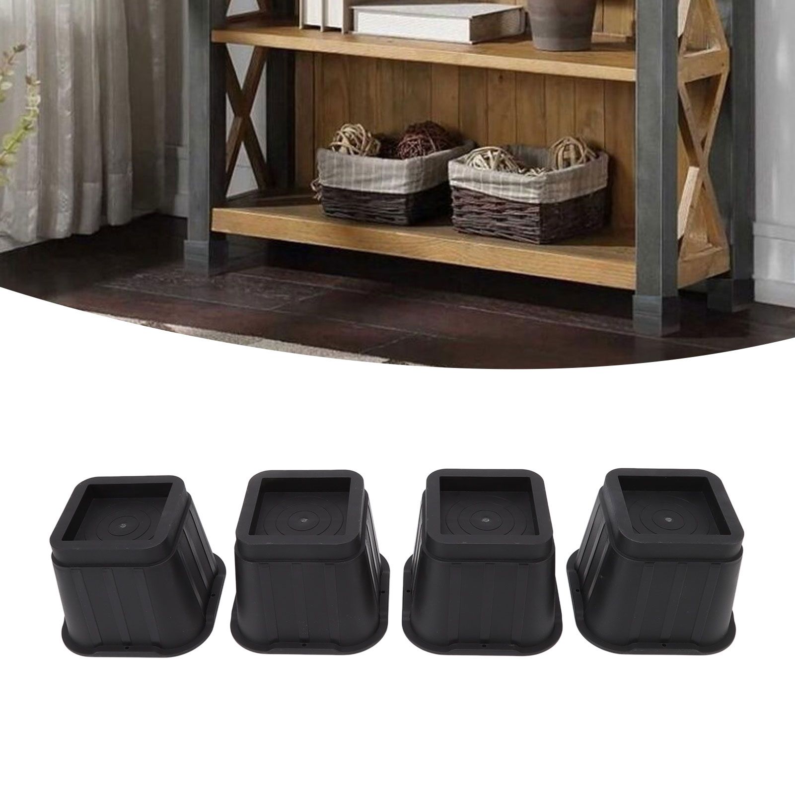 4 Sets Furniture Risers Rubber Antislip 4 Inch Bed Risers for Storage Desk view 11