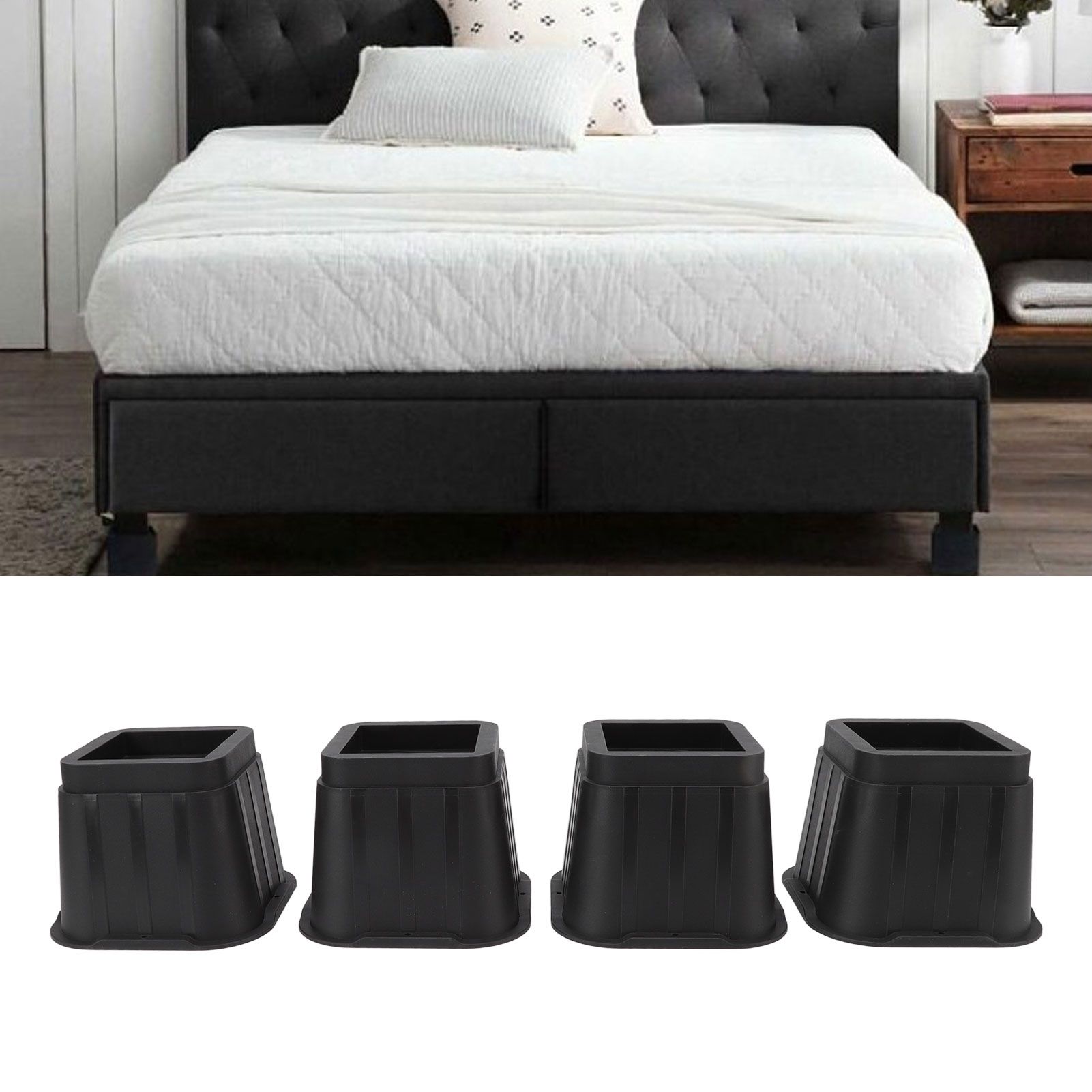 4 Sets Furniture Risers Rubber Antislip 4 Inch Bed Risers for Storage Desk view 12