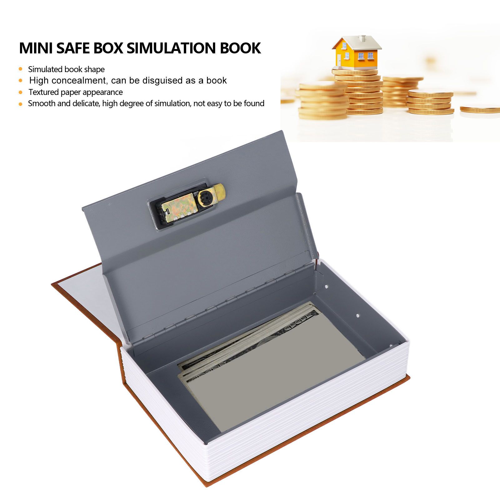 Book Safe Small Diversion Book Safe Storage Lock Box Money Coins Cards Hiding view 15