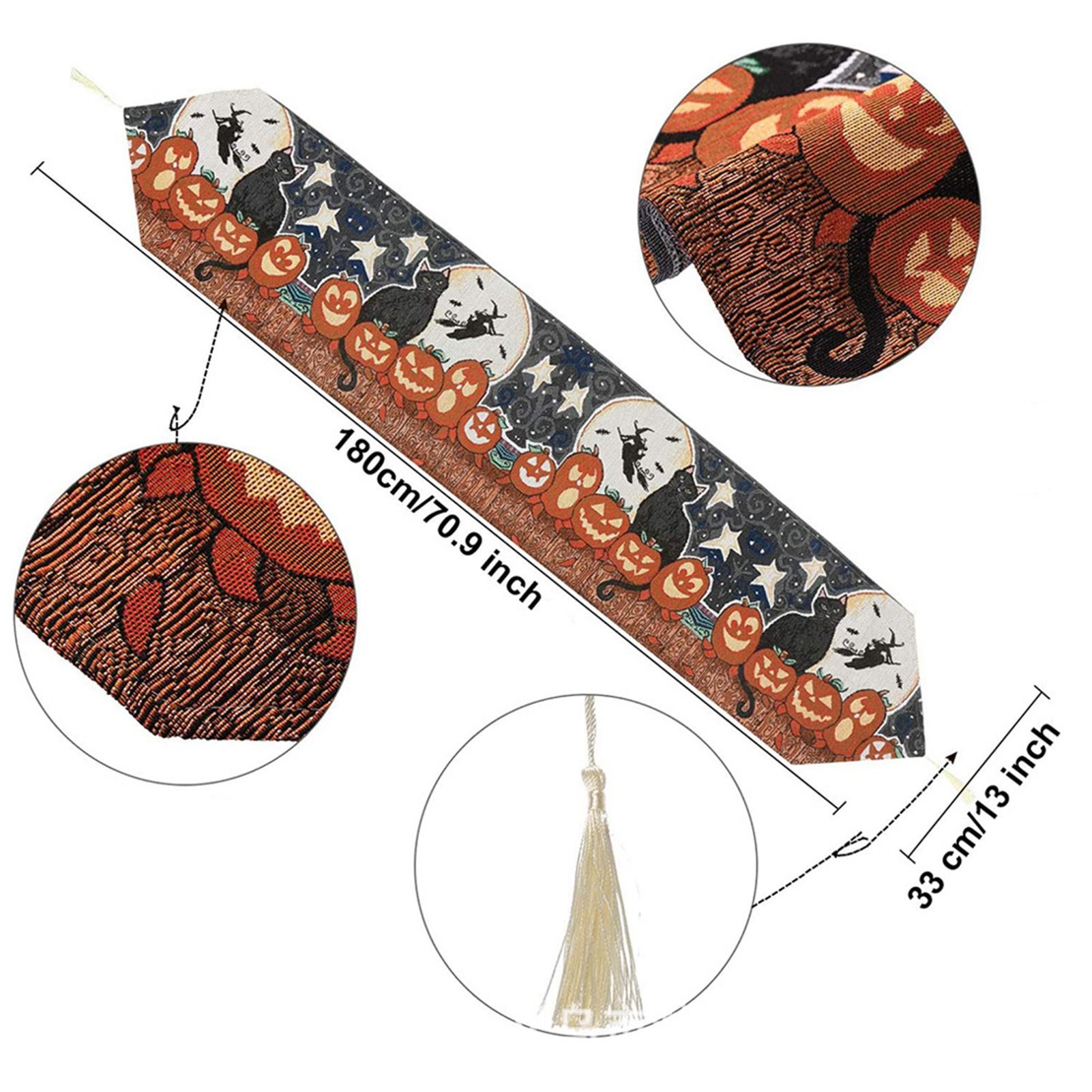 Table Runner Cotton and Linen for Halloween Decorations Home Dining Table 33x180cm view 7