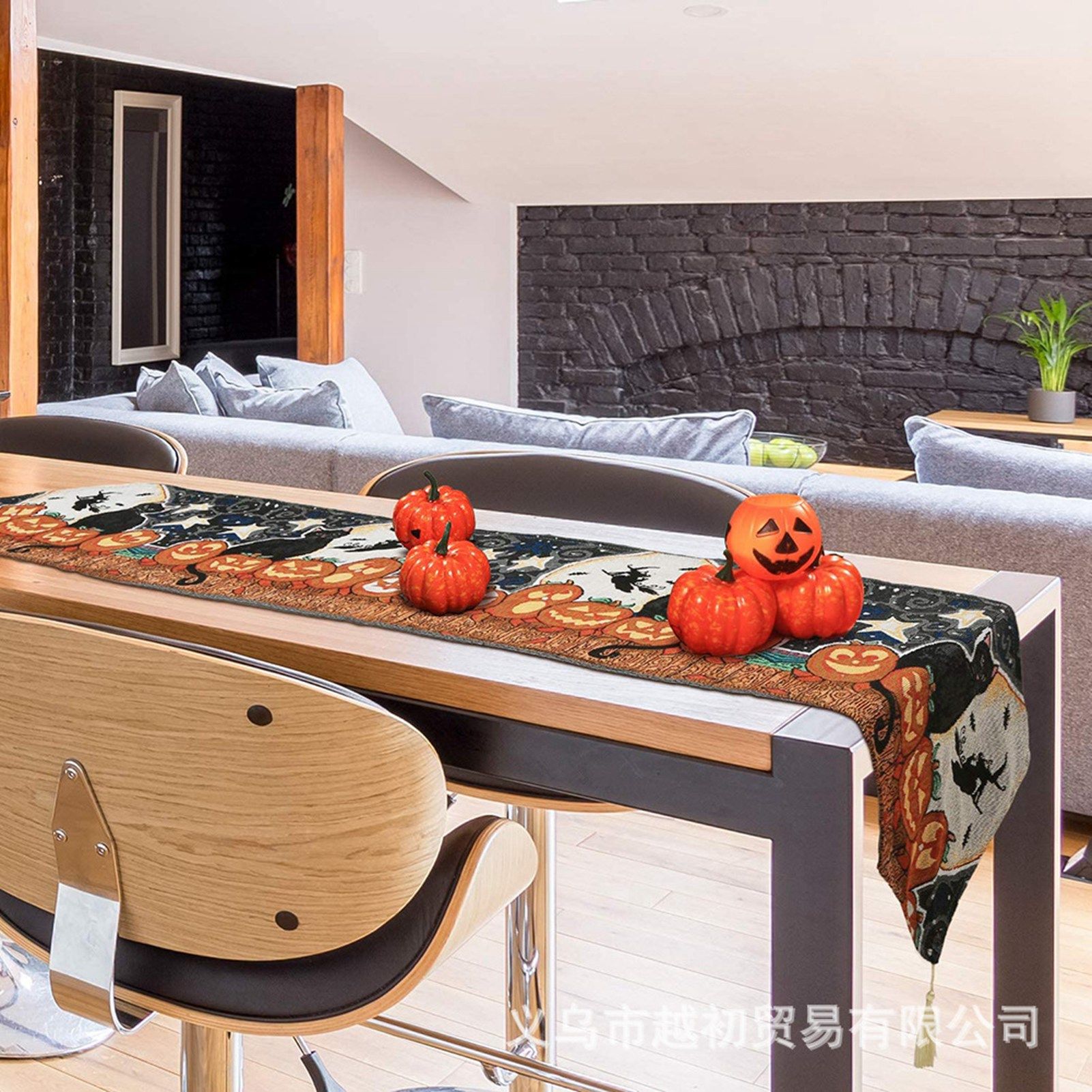 Table Runner Cotton and Linen for Halloween Decorations Home Dining Table 33x180cm view 9