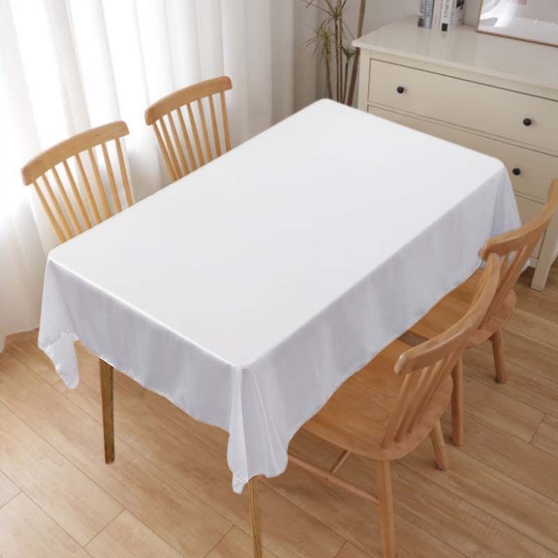 Tablecloth Rectangle White Table Cover Cloth Polyester 145x305cm for Dining view 9