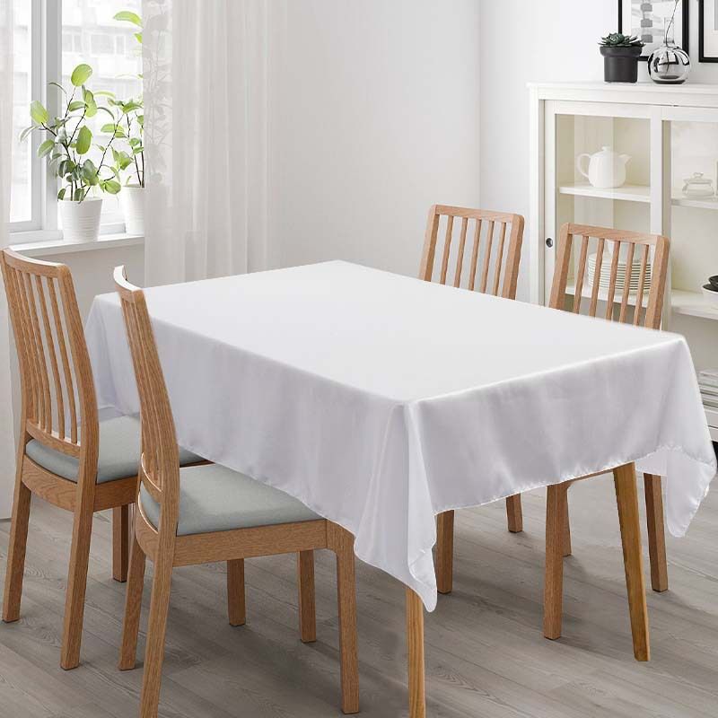 Tablecloth Rectangle White Table Cover Cloth Polyester 145x305cm for Dining view 11