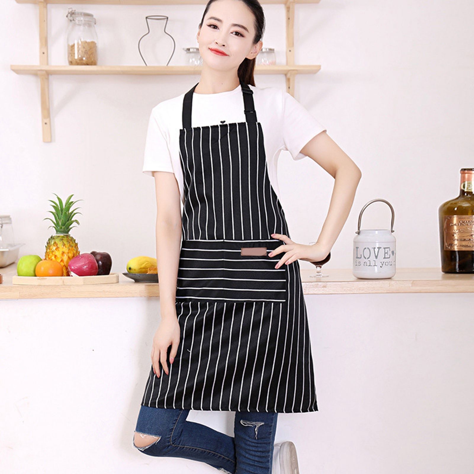 2 Pcs Kitchen Cooking Apron with 2 Pockets Adjustable Bib Chef Apron for Men view 10