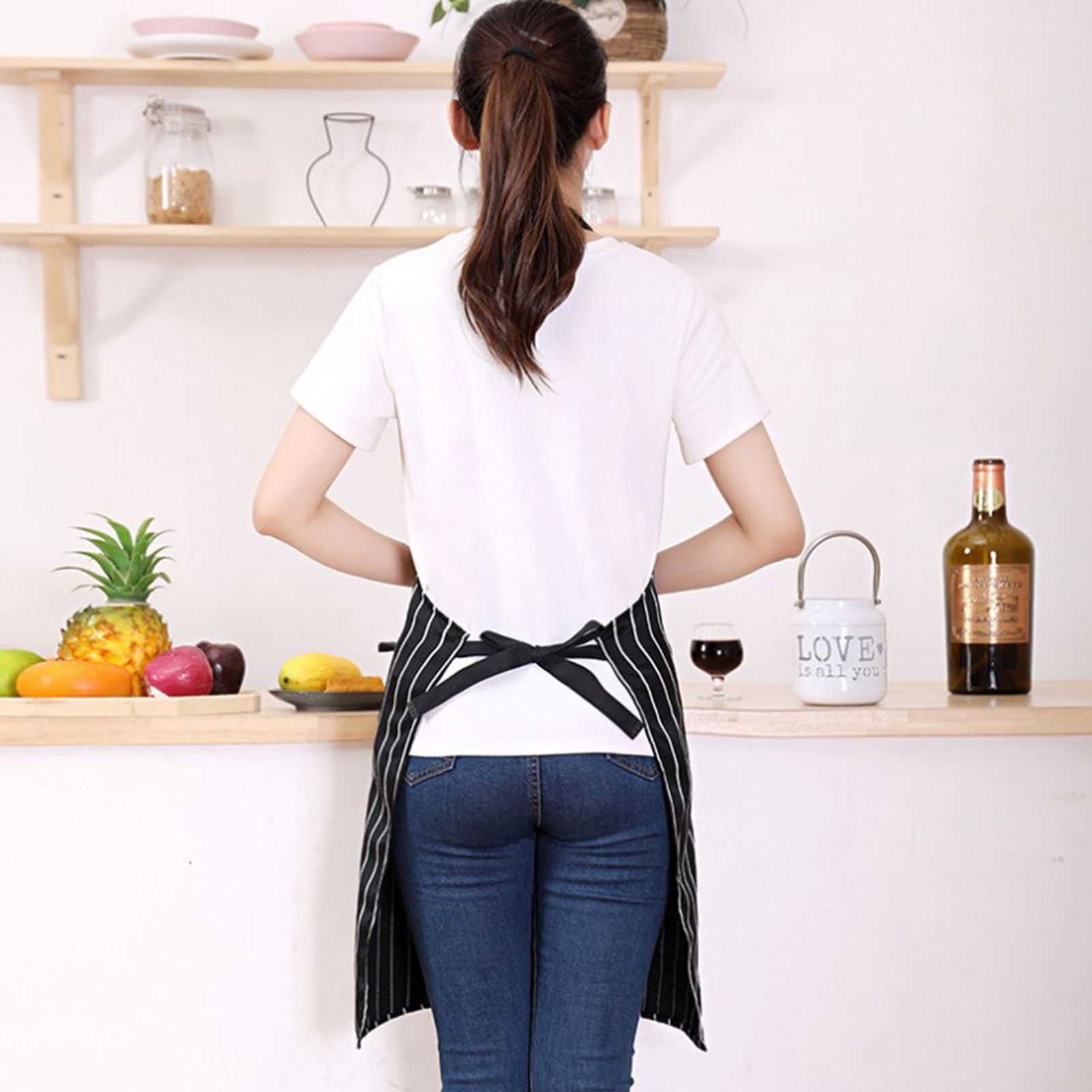 2 Pcs Kitchen Cooking Apron with 2 Pockets Adjustable Bib Chef Apron for Men view 11