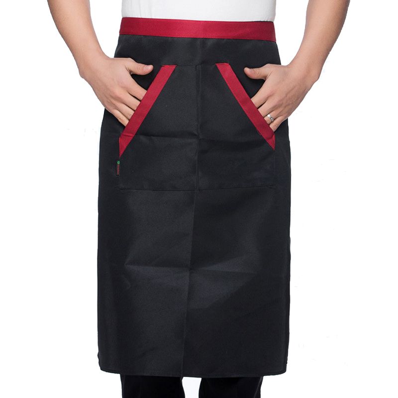2pcs Chef Waist Apron Soft Moisture Absorbent Breathable Polyester Men's Half