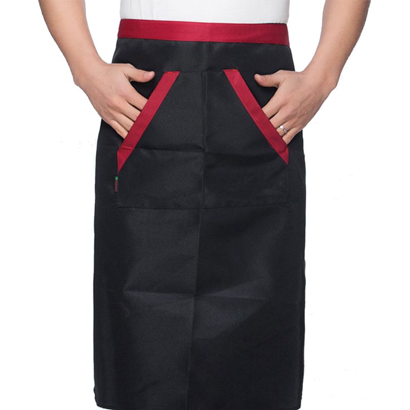 2pcs Chef Waist Apron Soft Moisture Absorbent Breathable Polyester Men's Half view 4