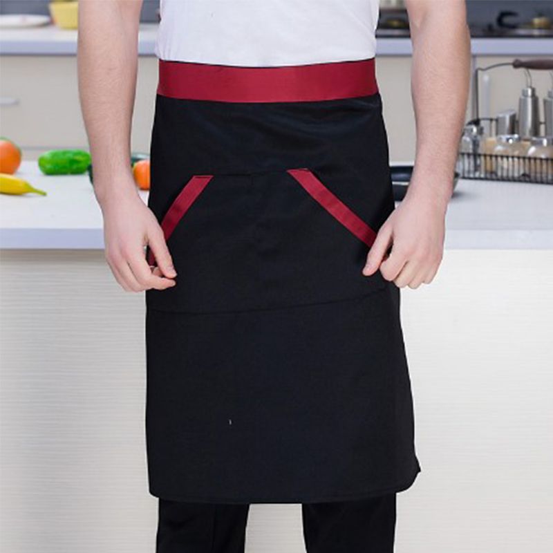 2pcs Chef Waist Apron Soft Moisture Absorbent Breathable Polyester Men's Half view 11