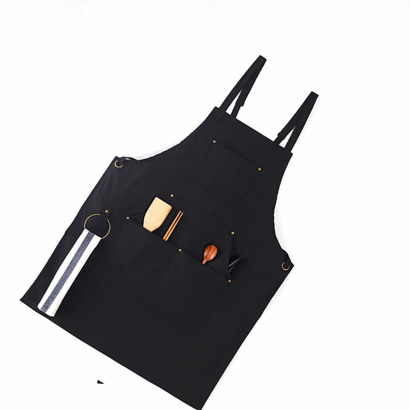 Barbecue Apron Adjustable Waterproof Work Tool Apron with Multiple Pockets view 2
