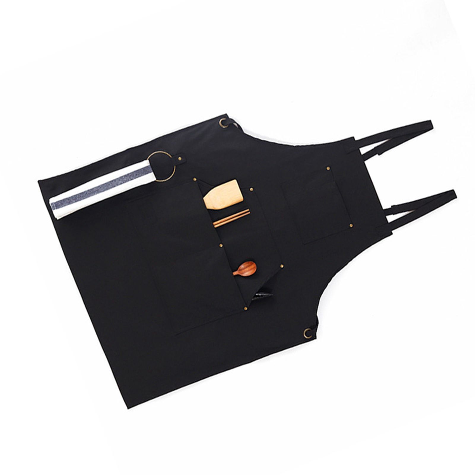 Barbecue Apron Adjustable Waterproof Work Tool Apron with Multiple Pockets view 3
