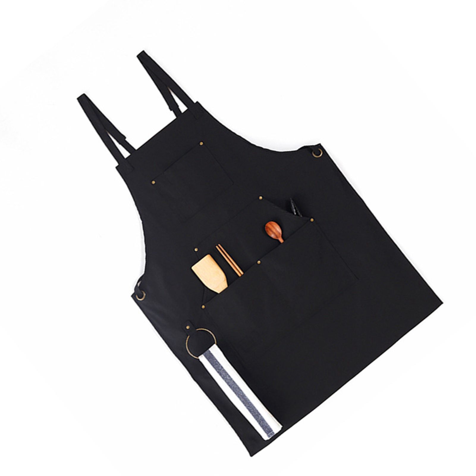 Barbecue Apron Adjustable Waterproof Work Tool Apron with Multiple Pockets view 4
