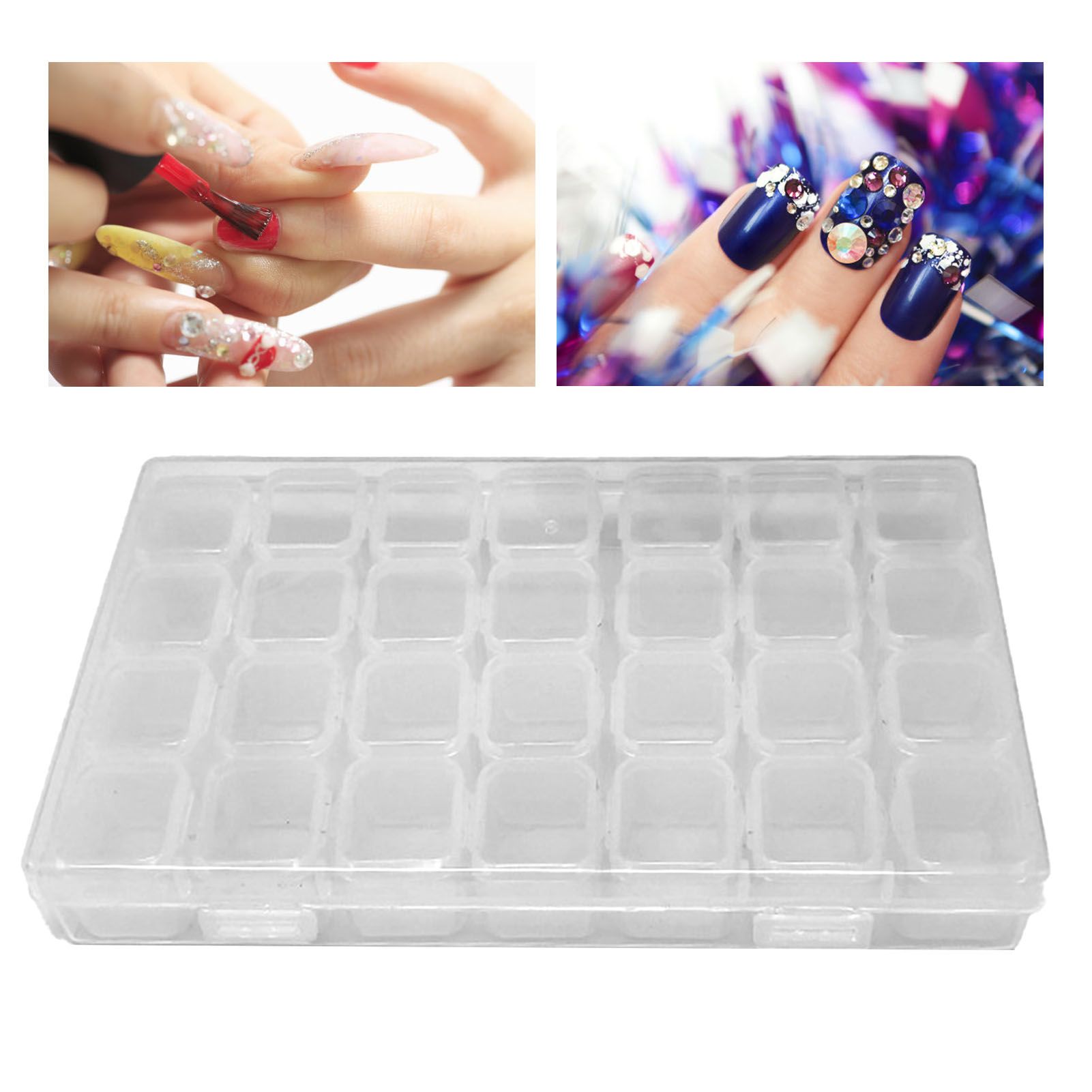 Nail Storage Box 28 Grid Eco Friendly Durable Transparent PP Separate Lid Nail view 10