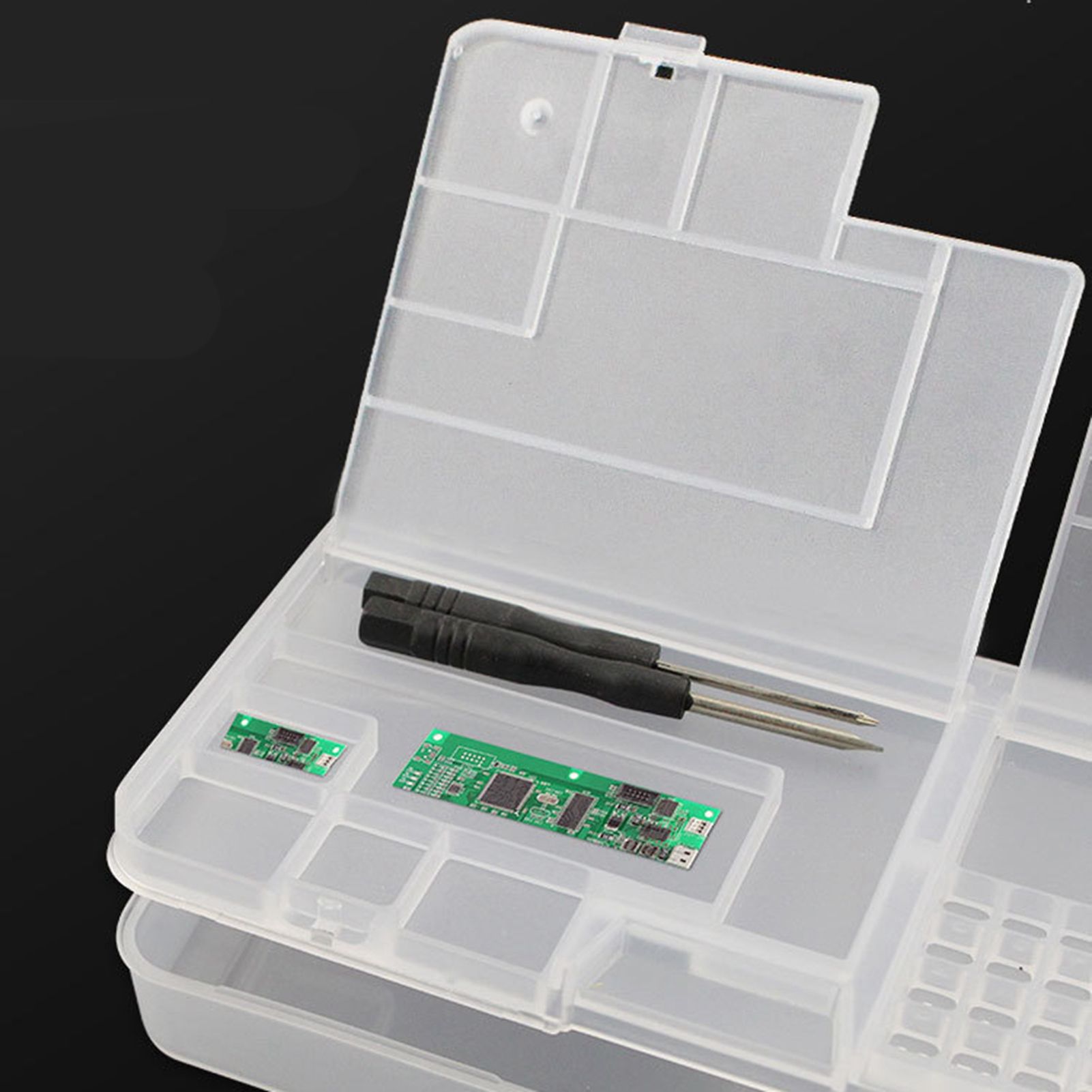 Electronic Components Storage Box Multipurpose Double Layer Rectangular PP view 13