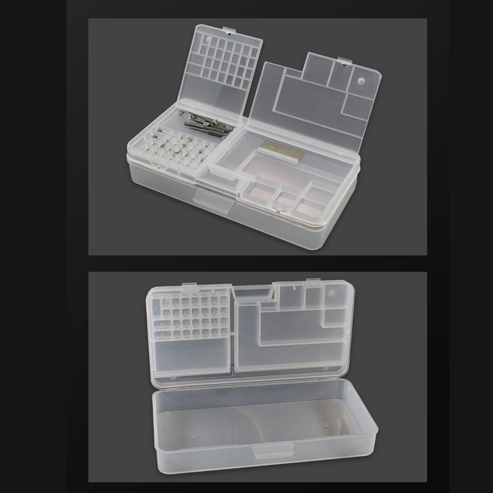 Electronic Components Storage Box Multipurpose Double Layer Rectangular PP view 15