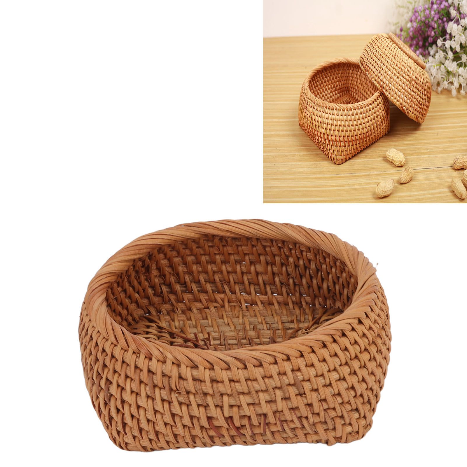 Rattan Storage Basket Hand Woven Simple Exquisite Rattan Organizer Storage view 12