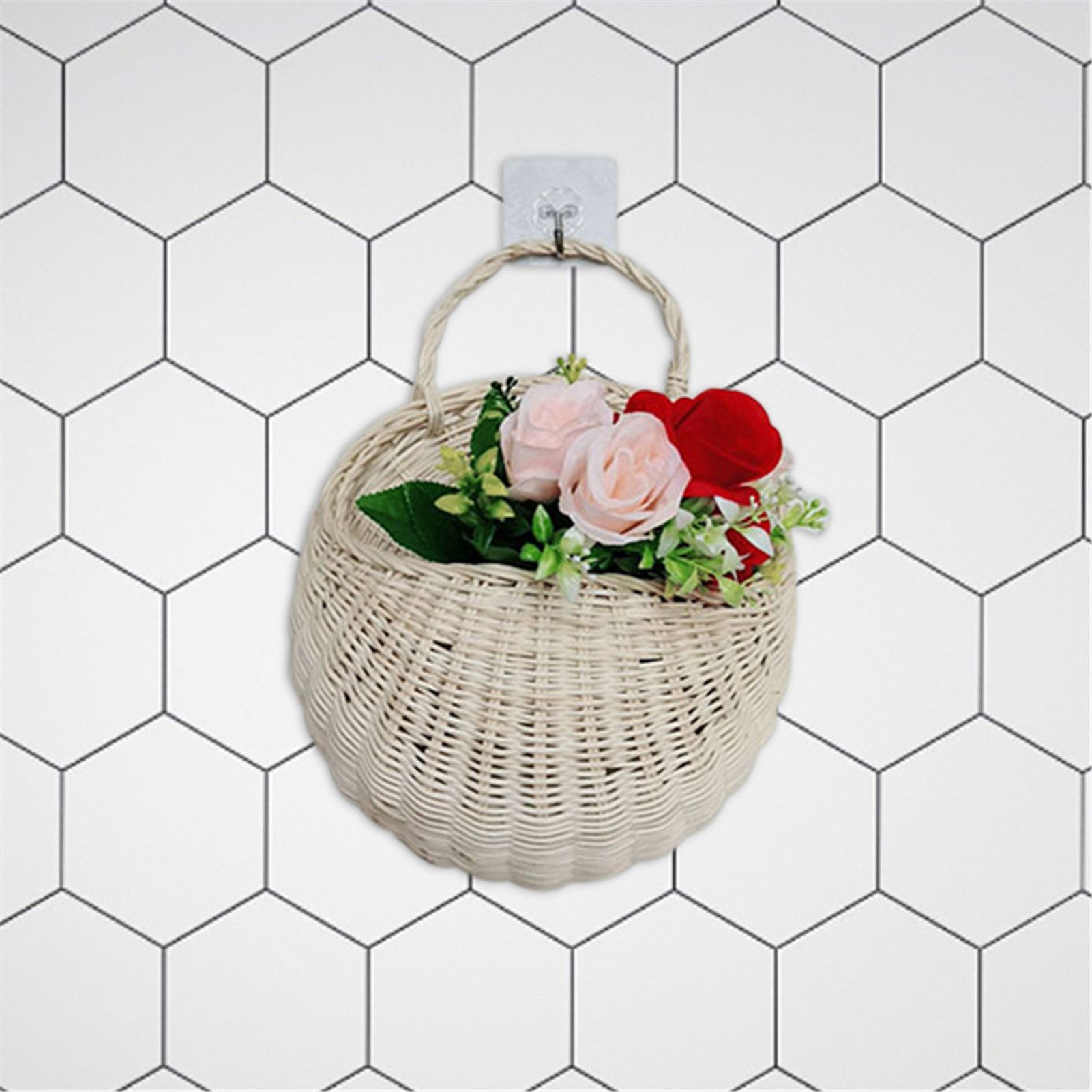 Wall Hanging Rattan Basket Multifunctional Wall Mounted Woven Storage Basket view 12