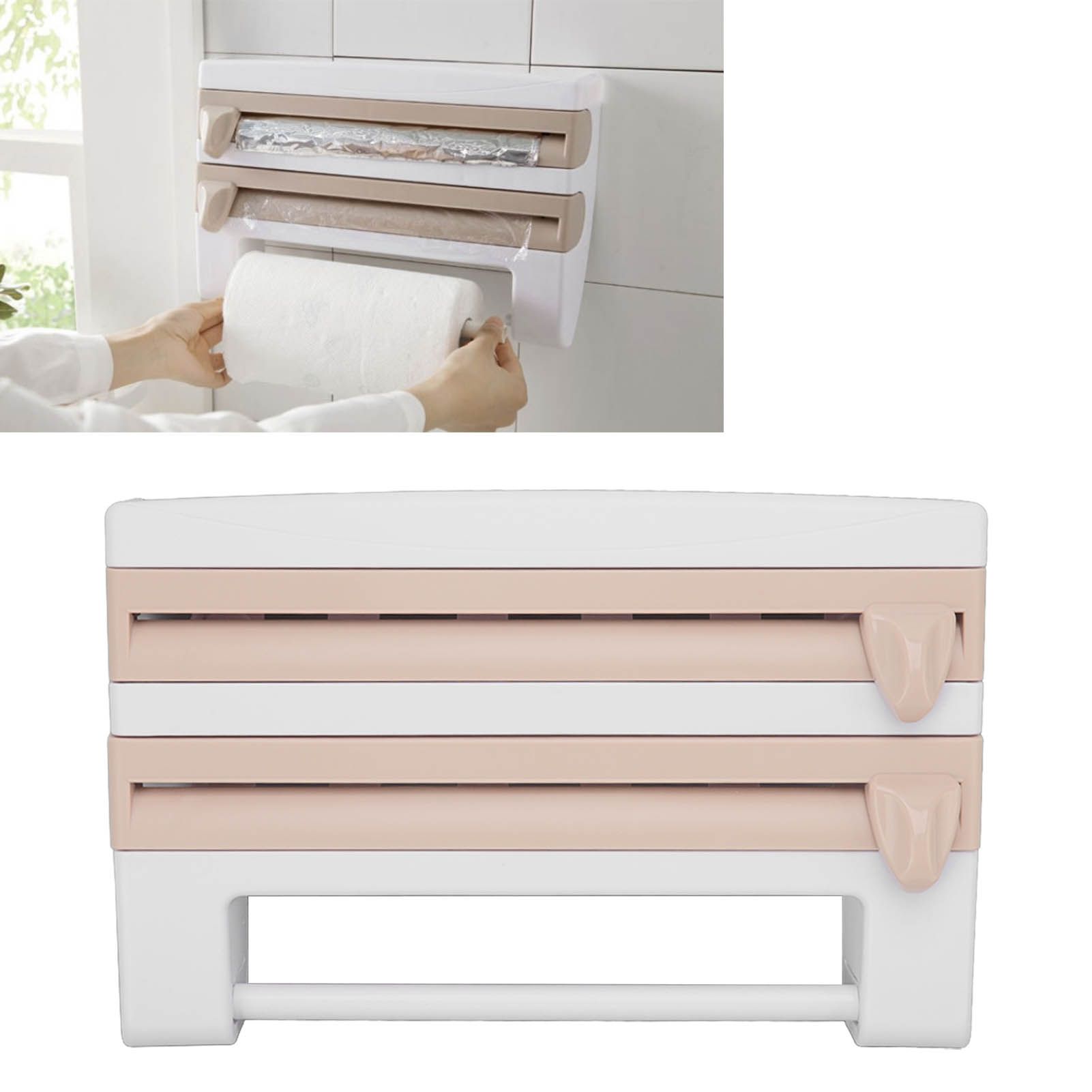 Cling Film Holder Wall Mount Multifunctional Cling Film Cutter with Screws for view 11