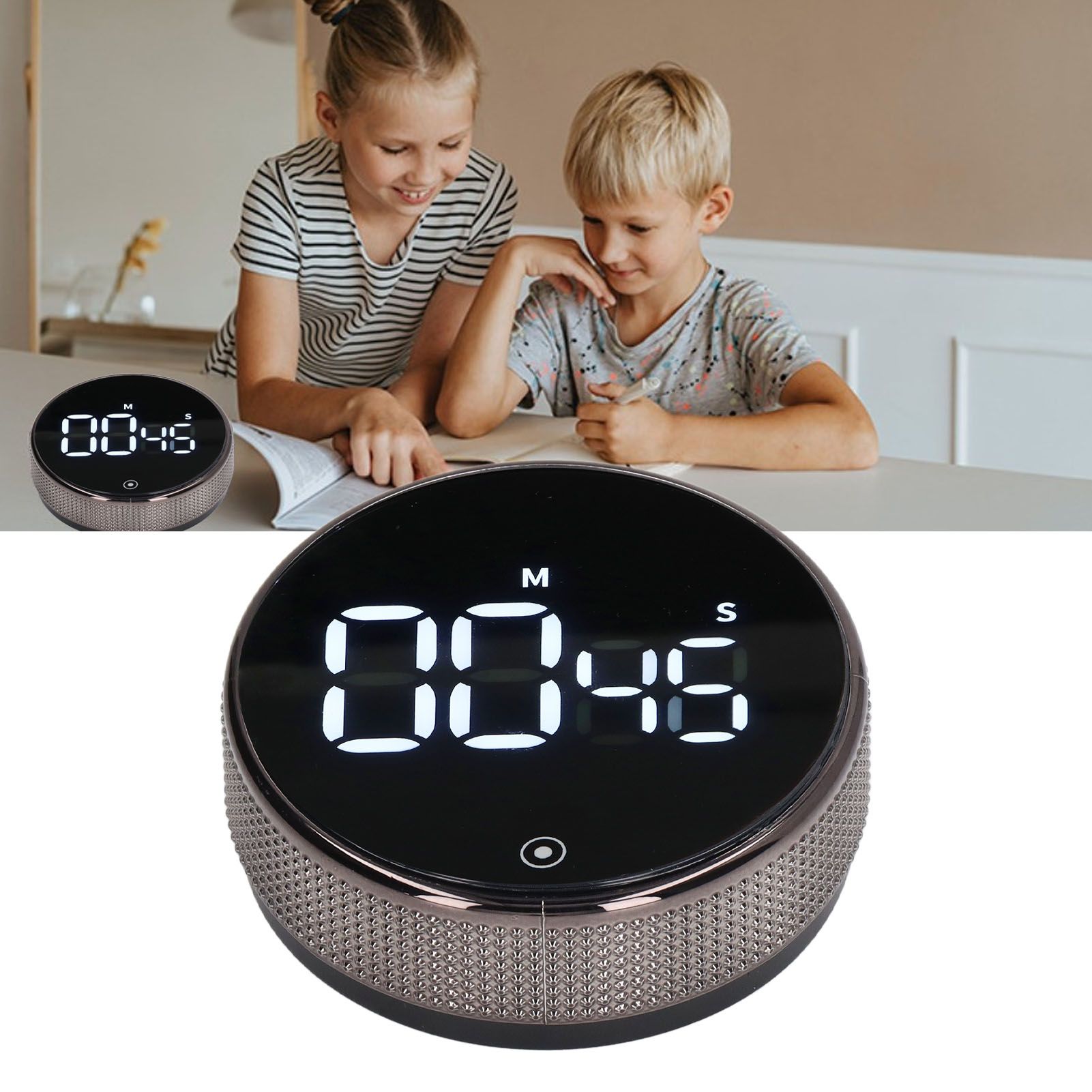 Kitchen Timer Rotating Silent Magnetic Suction Kids Study Timer LED Countdown view 11