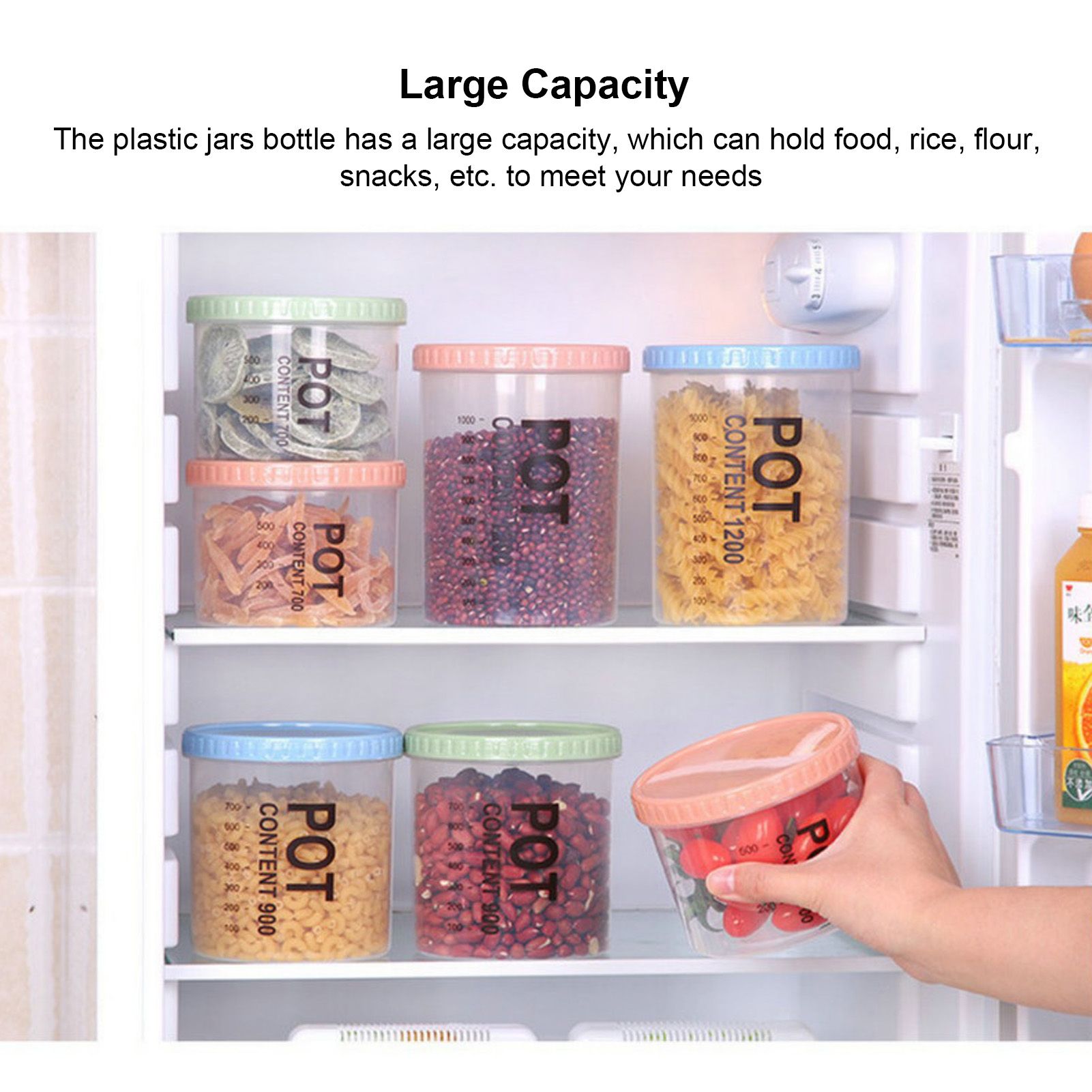 Storage Jars Plastic Material Stackable Transparent Body Large Capacity view 5