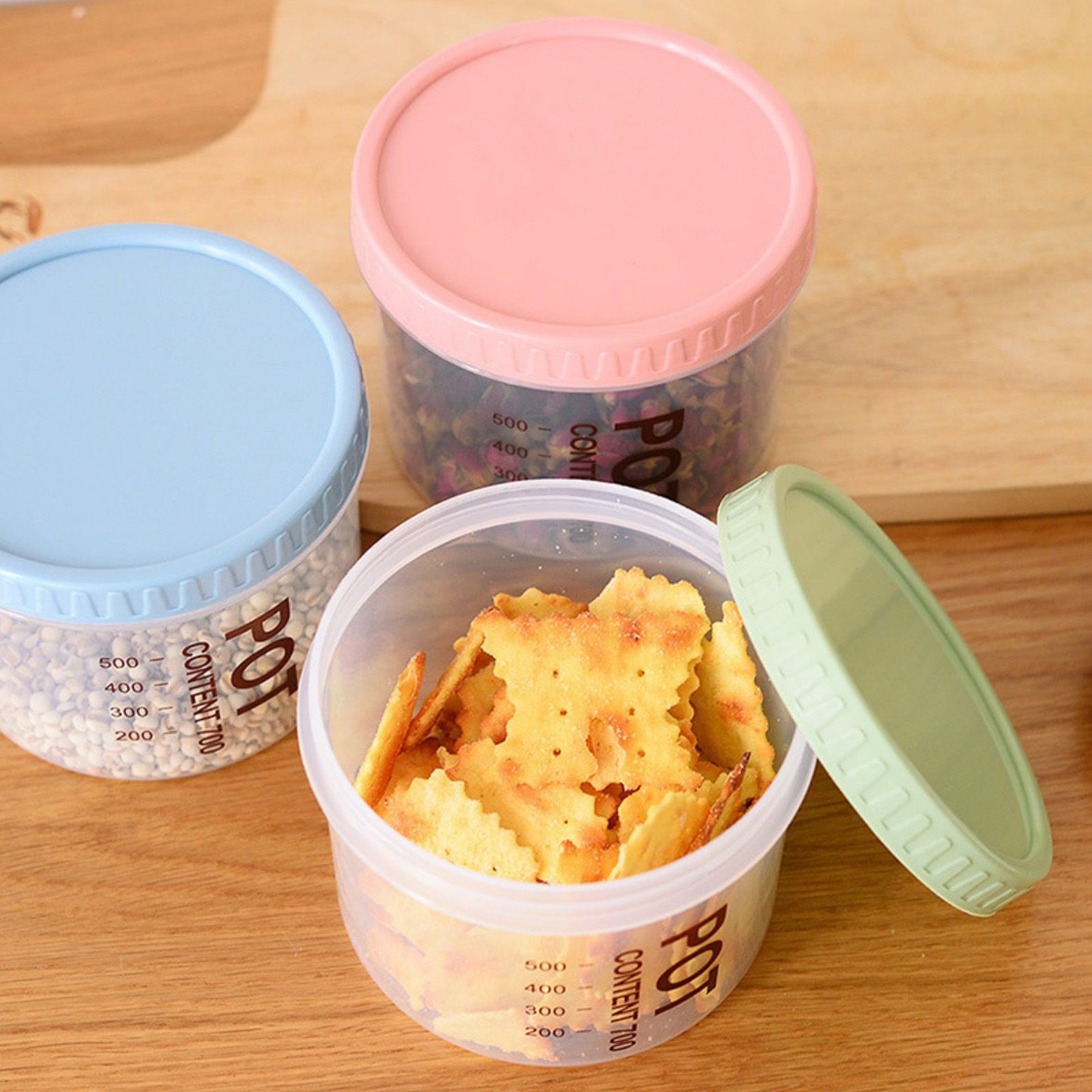 Storage Jars Plastic Material Stackable Transparent Body Large Capacity view 6