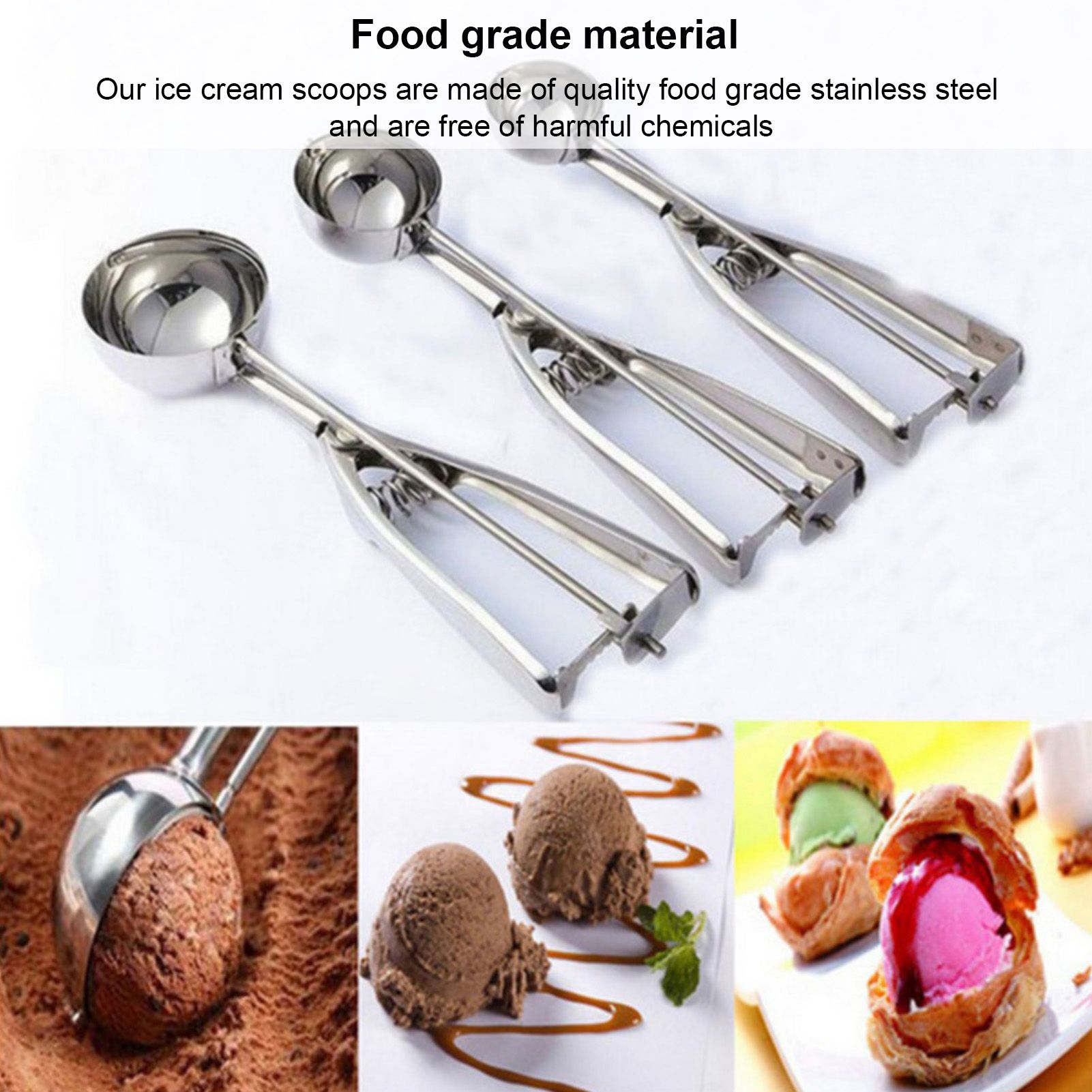 Stainless Steel Ice Cream Scoop Manual Ice Cream Ball Digger Scoop Kitchen view 2