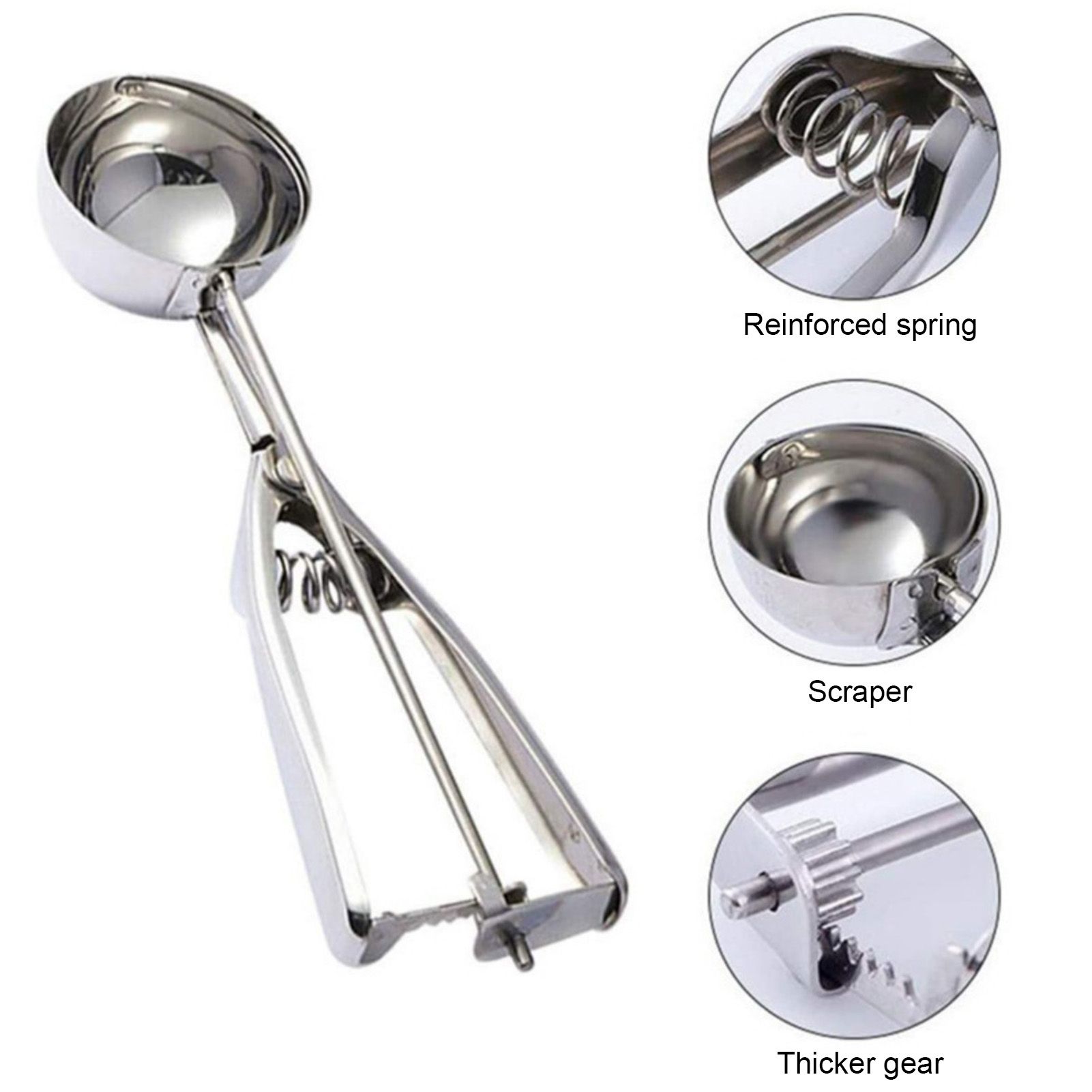 Stainless Steel Ice Cream Scoop Manual Ice Cream Ball Digger Scoop Kitchen view 3