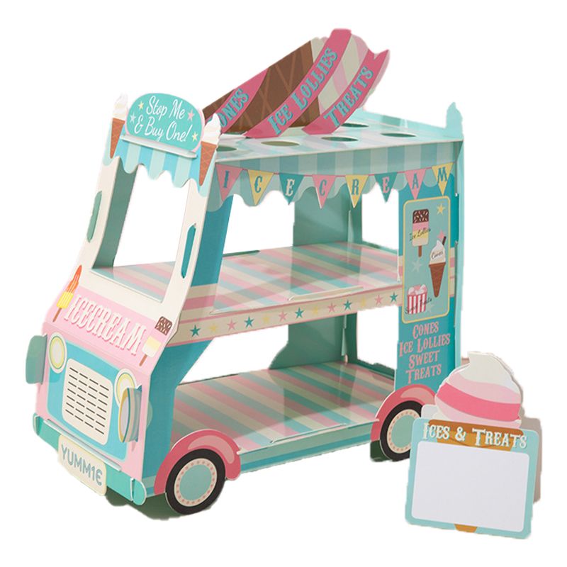 Cartoon Car Cake Stand Dessert Table DIY Disposable Paper Wedding Birthday — image 1