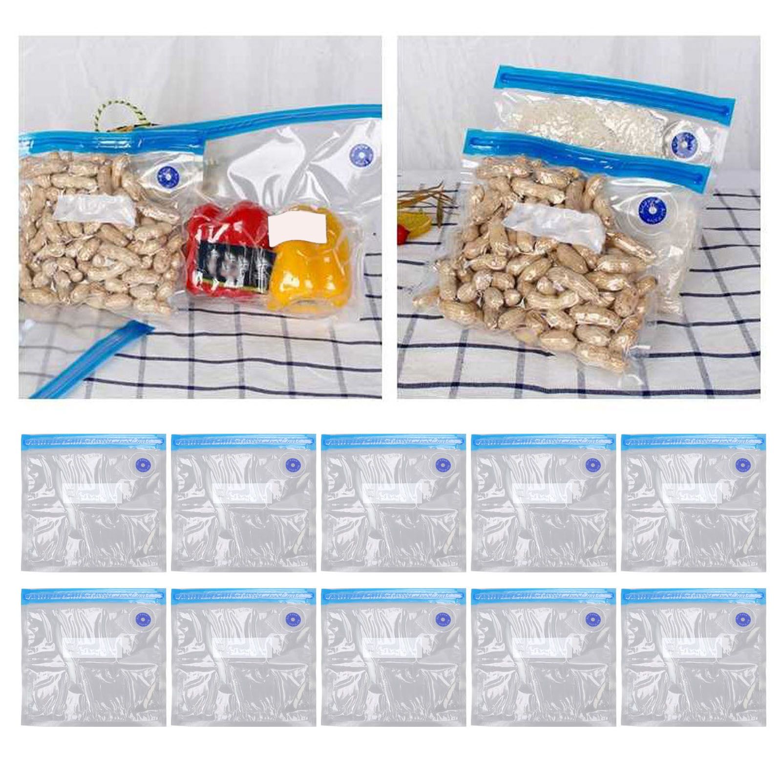 10pcs Food Vacuum Bag 22x21cm Household Thickened Transparent Food Grade view 12