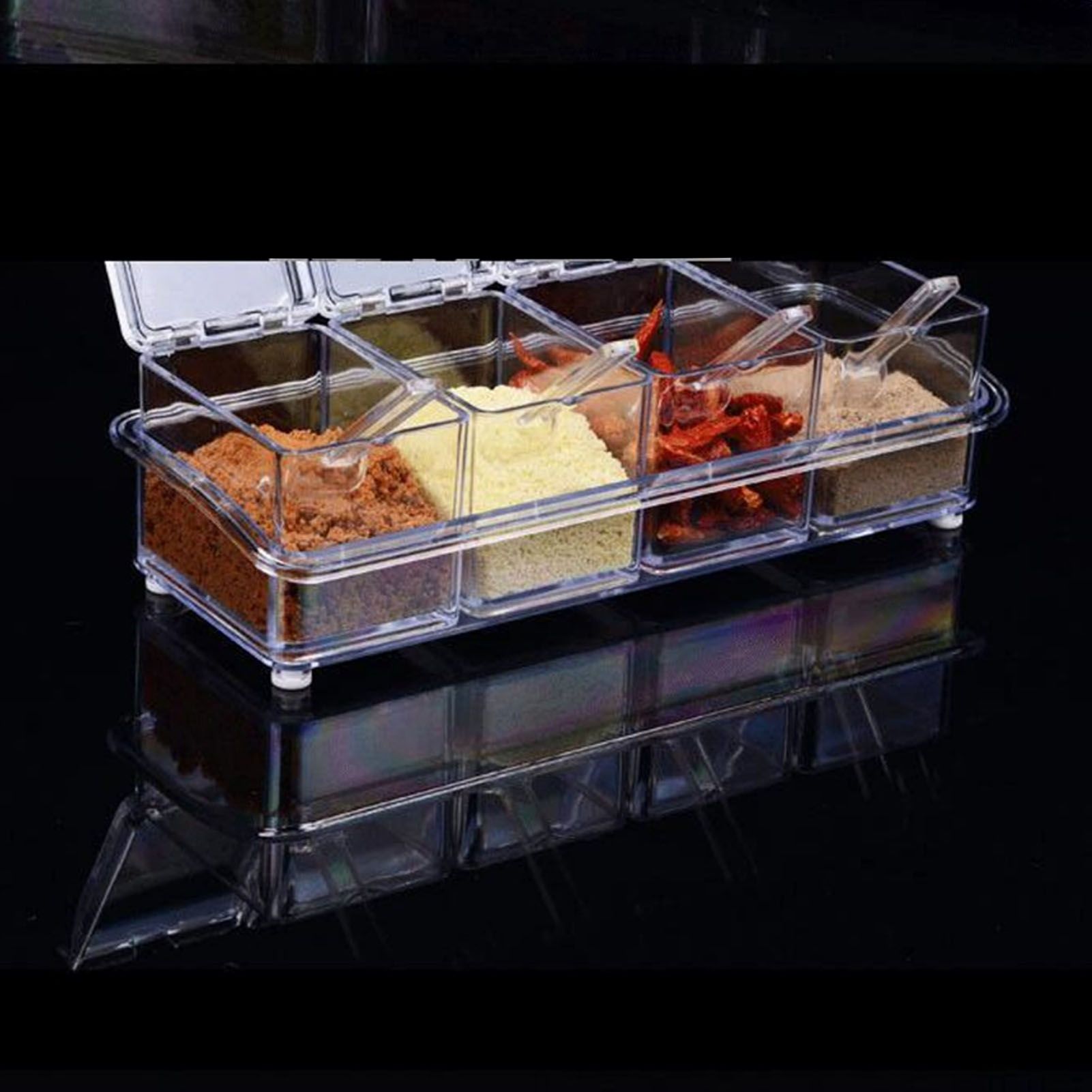 Kitchen Seasoning Jar Set Acrylic Condiment Storage Box Transparent Salt Sugar view 2